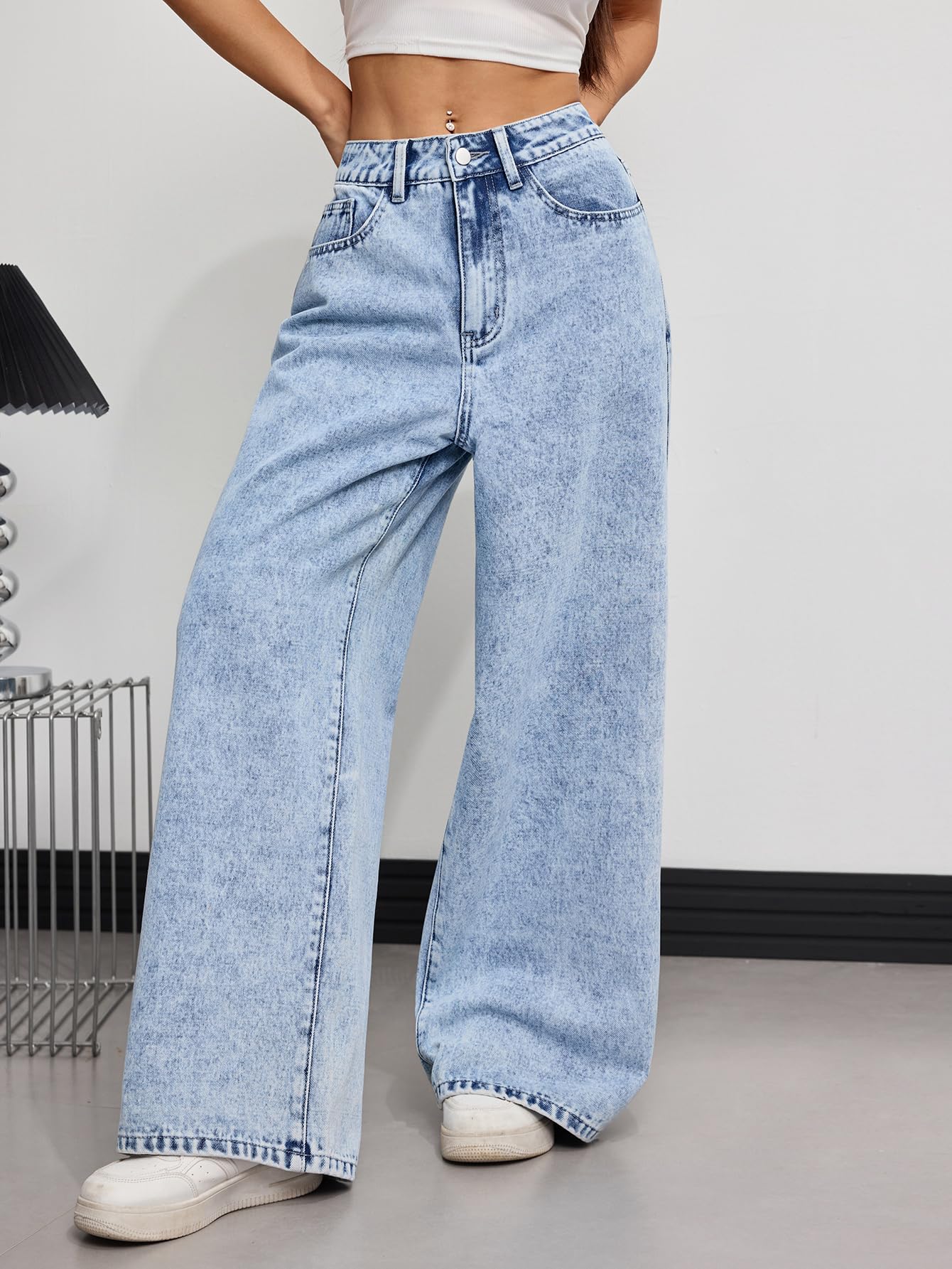 Pantaloni Denim Baggy Donna Larga Gamba Vintage Retrò Y2K 90s Laisé Streetwear Hip Hop