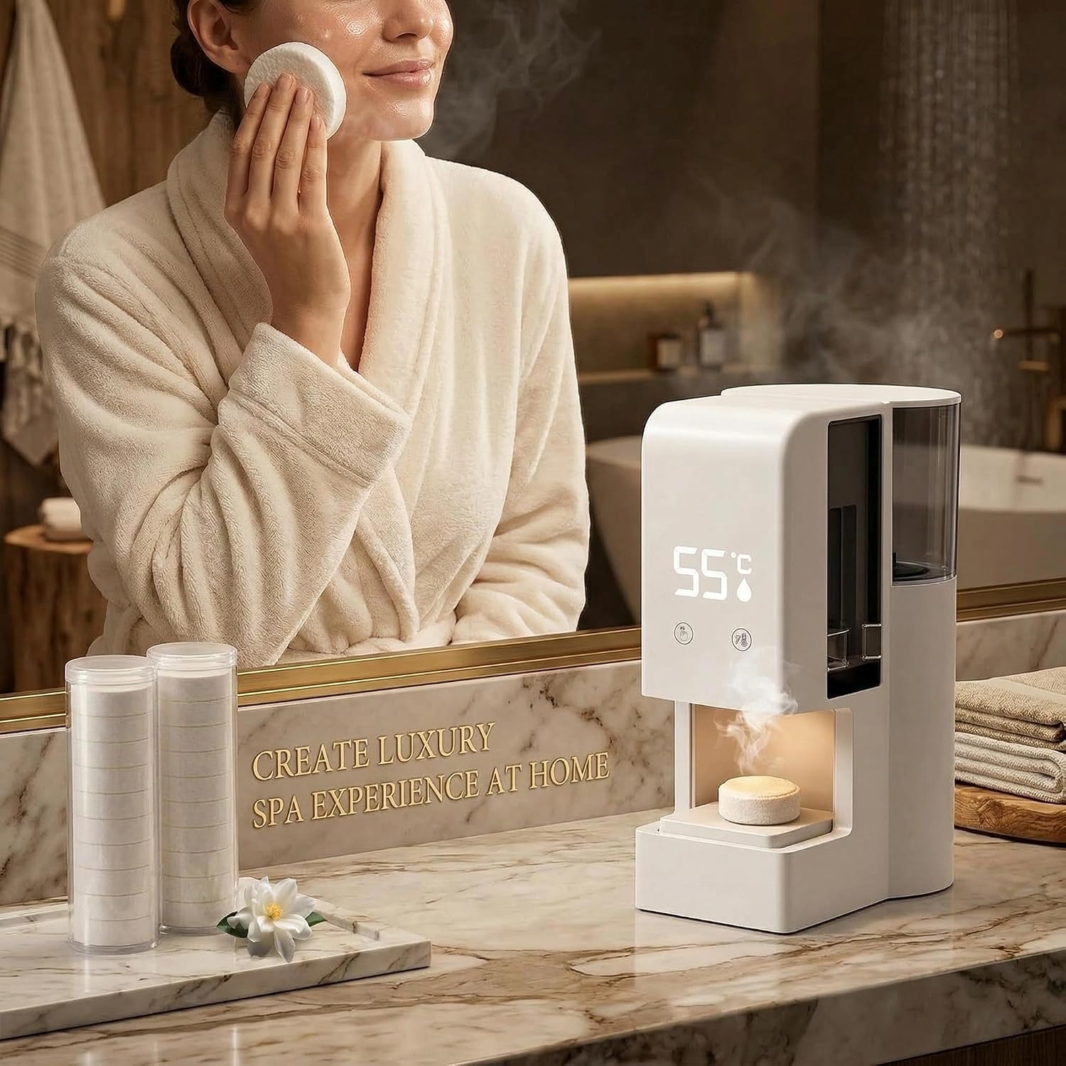 2026 Upgraded 5-10s Fast Hot Towel Dispenser,55°c (131°f) Constant Temp,500ml Tank,Smart Voice Alerts,Auto-Dry & Safe,Portable For Spa, Facial, Bathroom & Home (1 set)