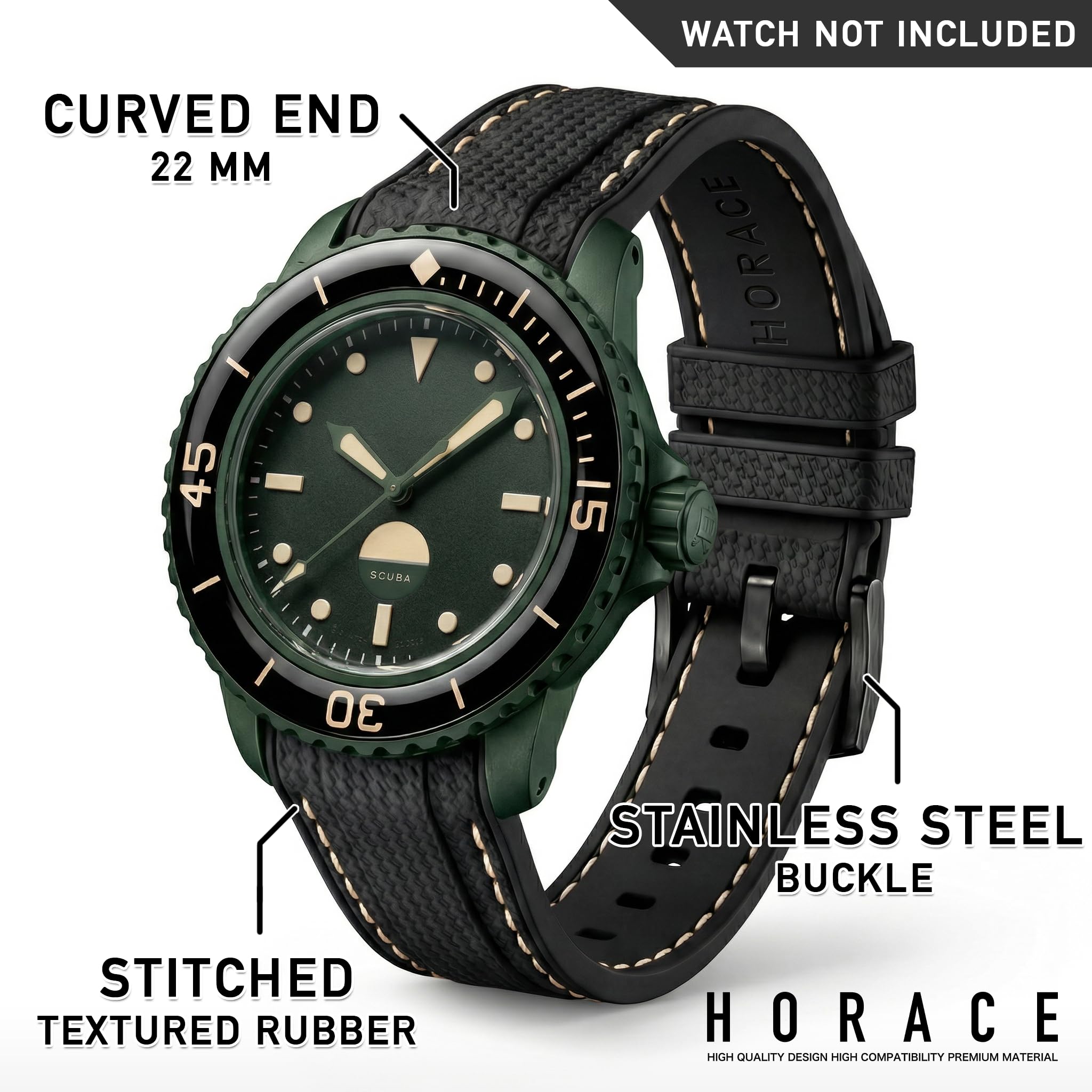 HORACE Correa de reloj de 22 mm en Silicona Líquida – Compatible con Blancpain x Swatch Scuba Fifty Fathoms – Kit de montaje incluido
