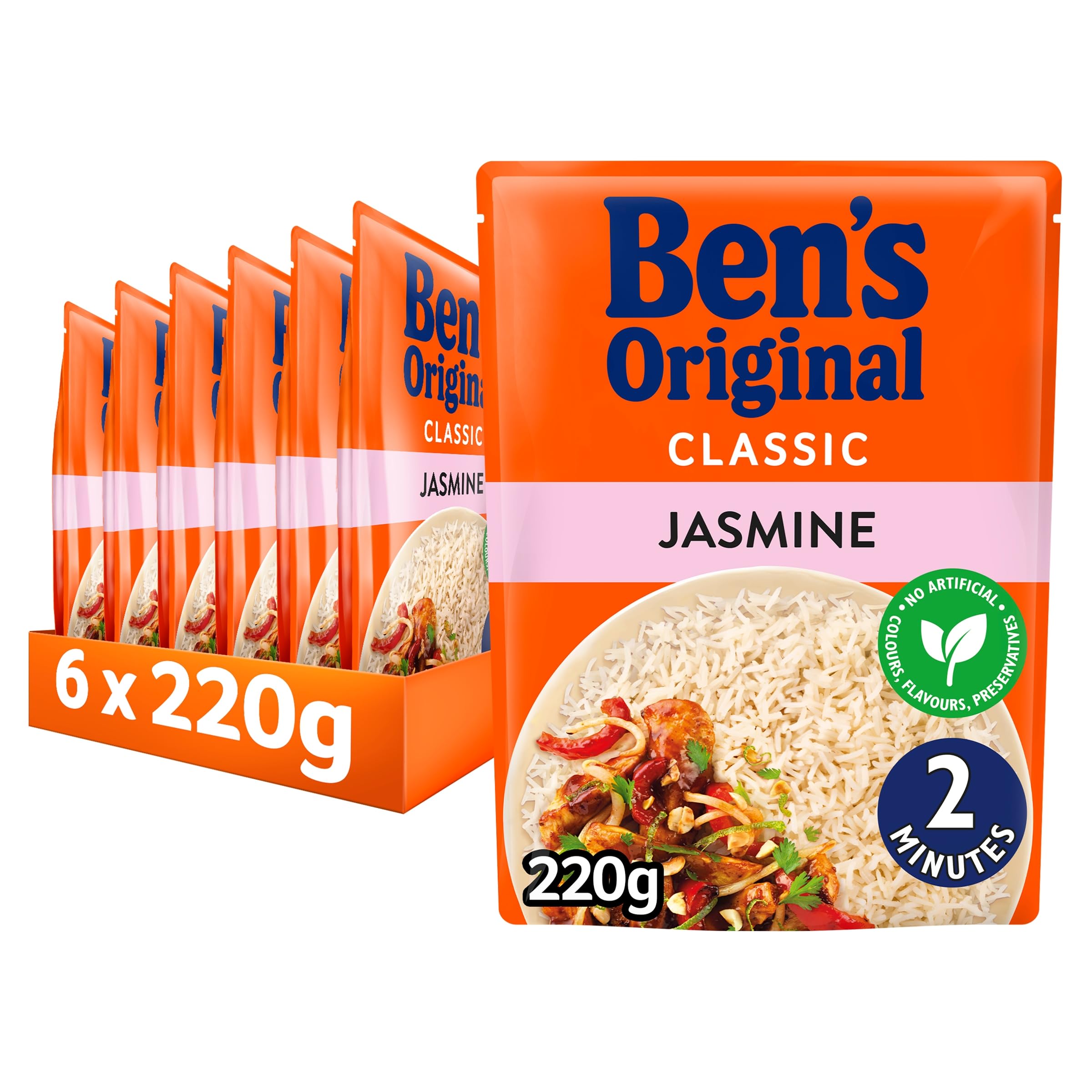 Ben's Original Jasmine Microwave Rice, Bulk Multipack 6 x 220g pouches