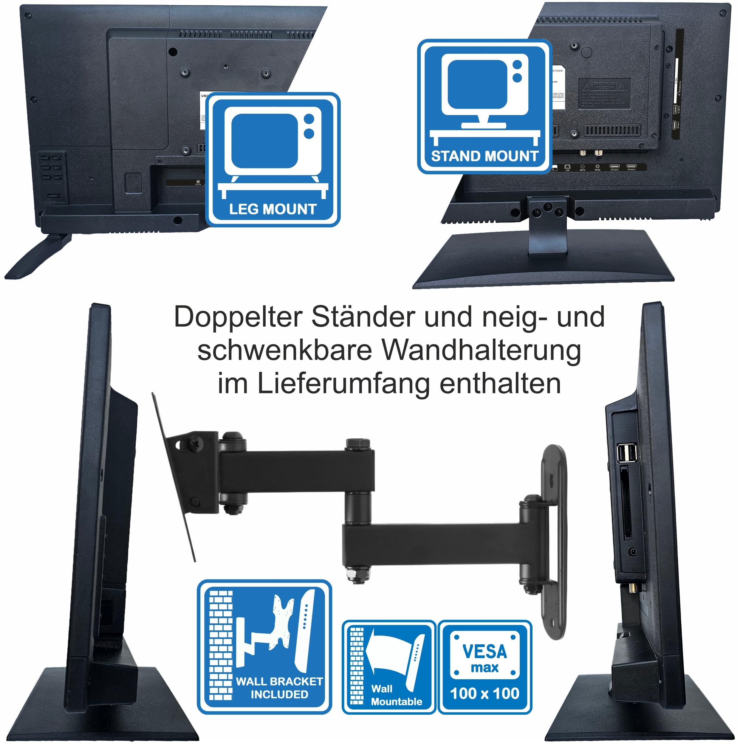 Unispectra ® 22“ Smart TV (webOS) mit Magic-Fernbedienung Full HD 230V 24V Triple Tuner: Satellit, Antenne, Kabel TV. 12V Fernseher für Wohnmobile, Wohnwagen, LKWs, Boote