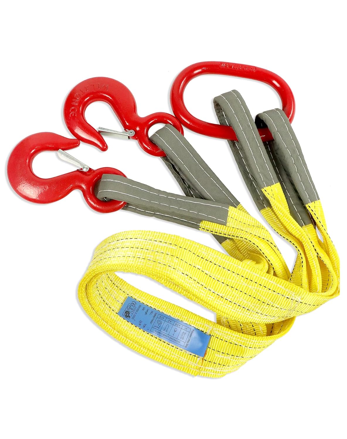 QWORK Heavy Duty Two Leg Bridle Web Sling, 4.92Ft 13227lb Capacity Steel Sling