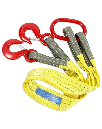 QWORK Two Leg Bridle Web Sling, 4.92Ft 13227lb Capacity Steel Sling