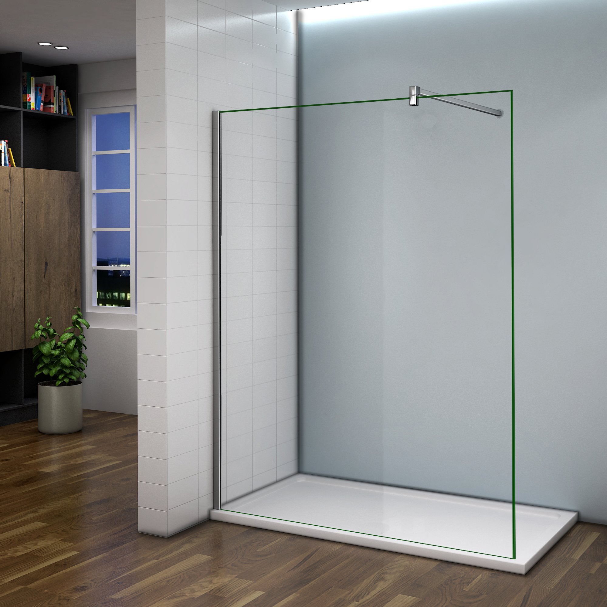 Paroi de douche 100x200cm verre anticalcaire cabine de douche à l'italienne avec barre de fixation 140 cm