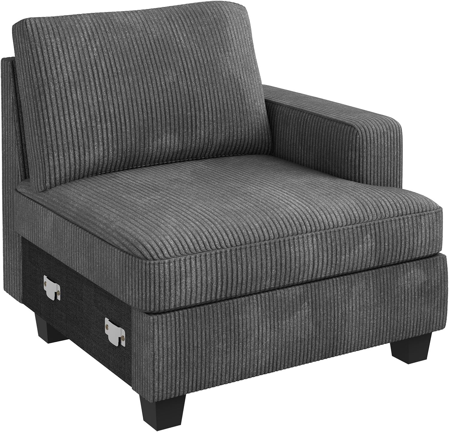 Nolany Right Armrest for Modular Sectional Couch, Customizable Right Armrest for Sectional Sofa, Dark Grey