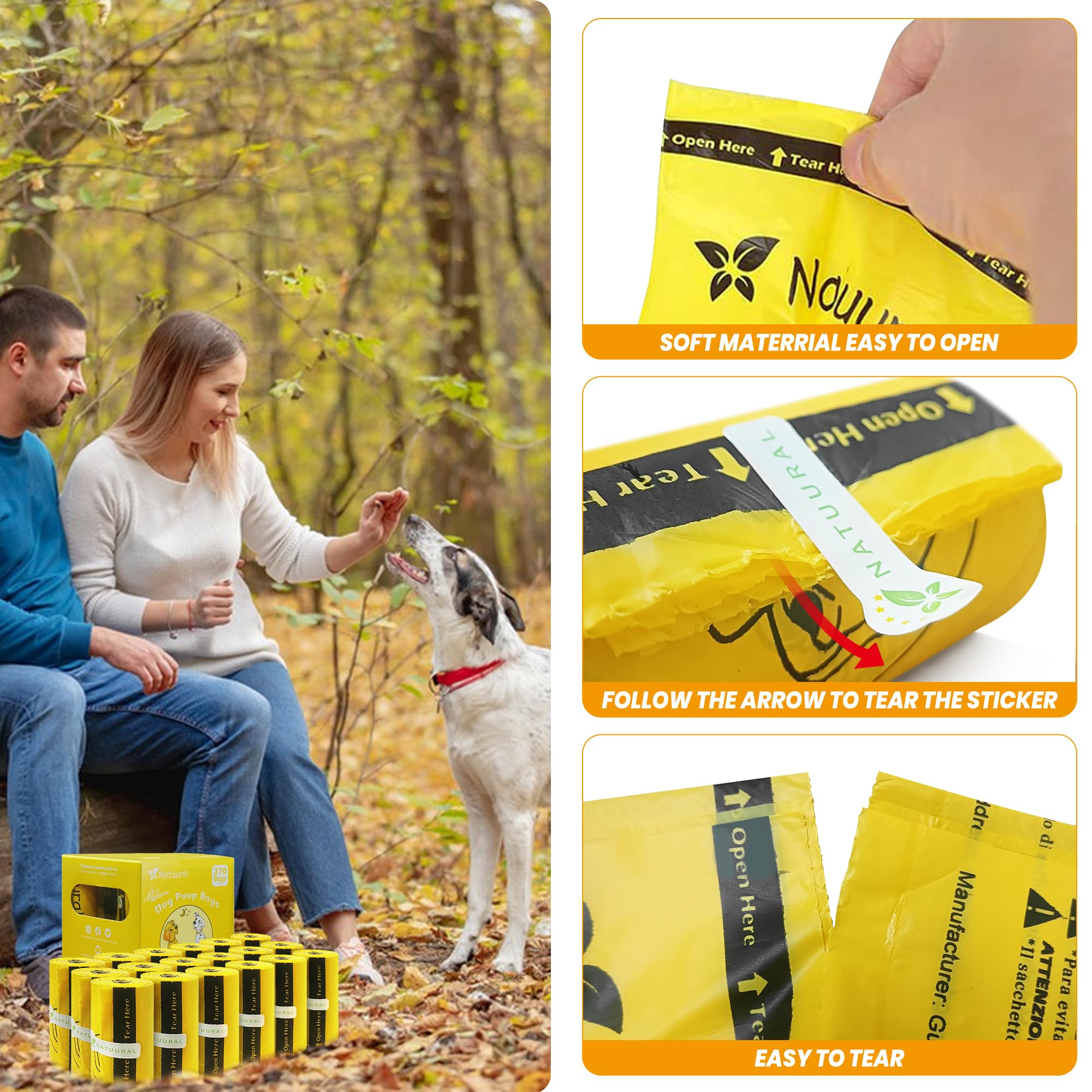 Natuural Compostable Dog Poop Bags-270Bags 18Rolls, Dog Poop Bags Made of Cornstarch, ASTM D6400 & EN13432 - Image 3