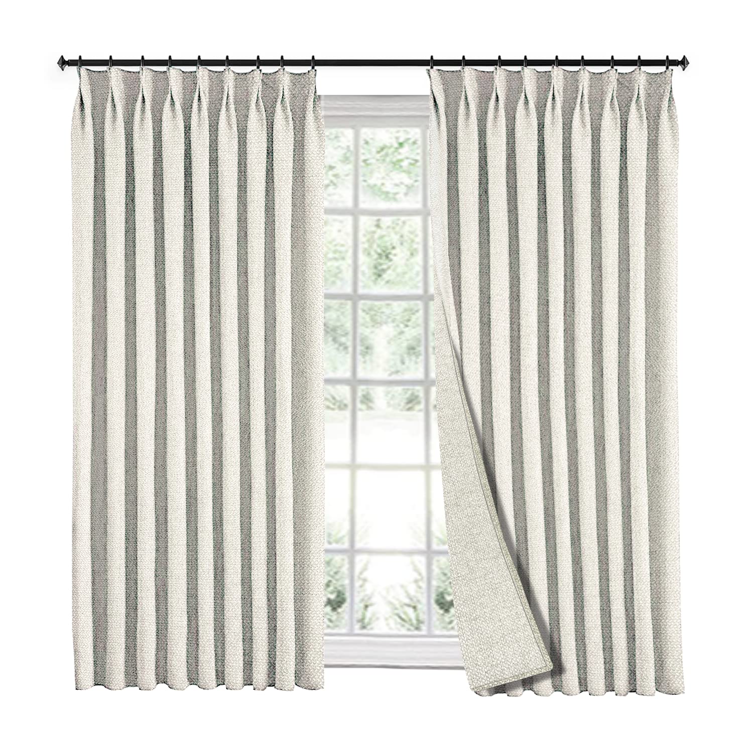 LIYAXUN 102 inch Pinch Pleat Curtains, Faux Linen Drapes for Living Room, 70% Blackout, Heat Blocking Curtain for Traverse Rod and Track (Unlined, 52" W x 102" L, 1 Panel, Beige)