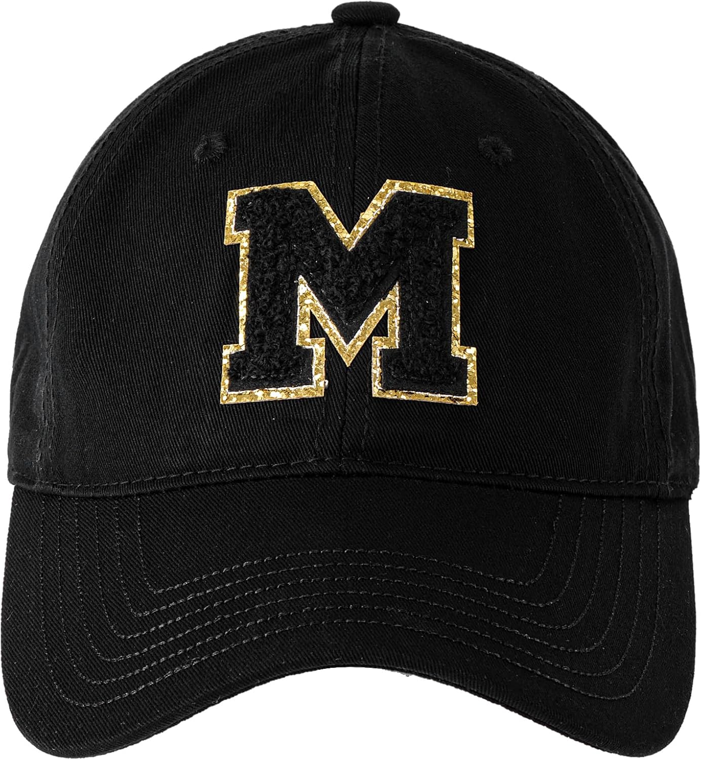 Shiny Letter Initial.s Baseball Cap Women, Unstructured Cotton Black Baseball Cap for Women, Adjustable Dad Hat