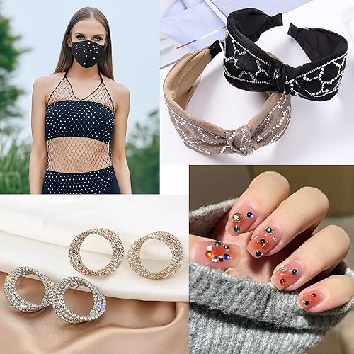 Miniatura 6 de FYGEM 8000 unidades de 5 tamaños de lentes termoadhesivos de hierro con parte trasera plana de diamantes de imitación para proyectos de bricolaje