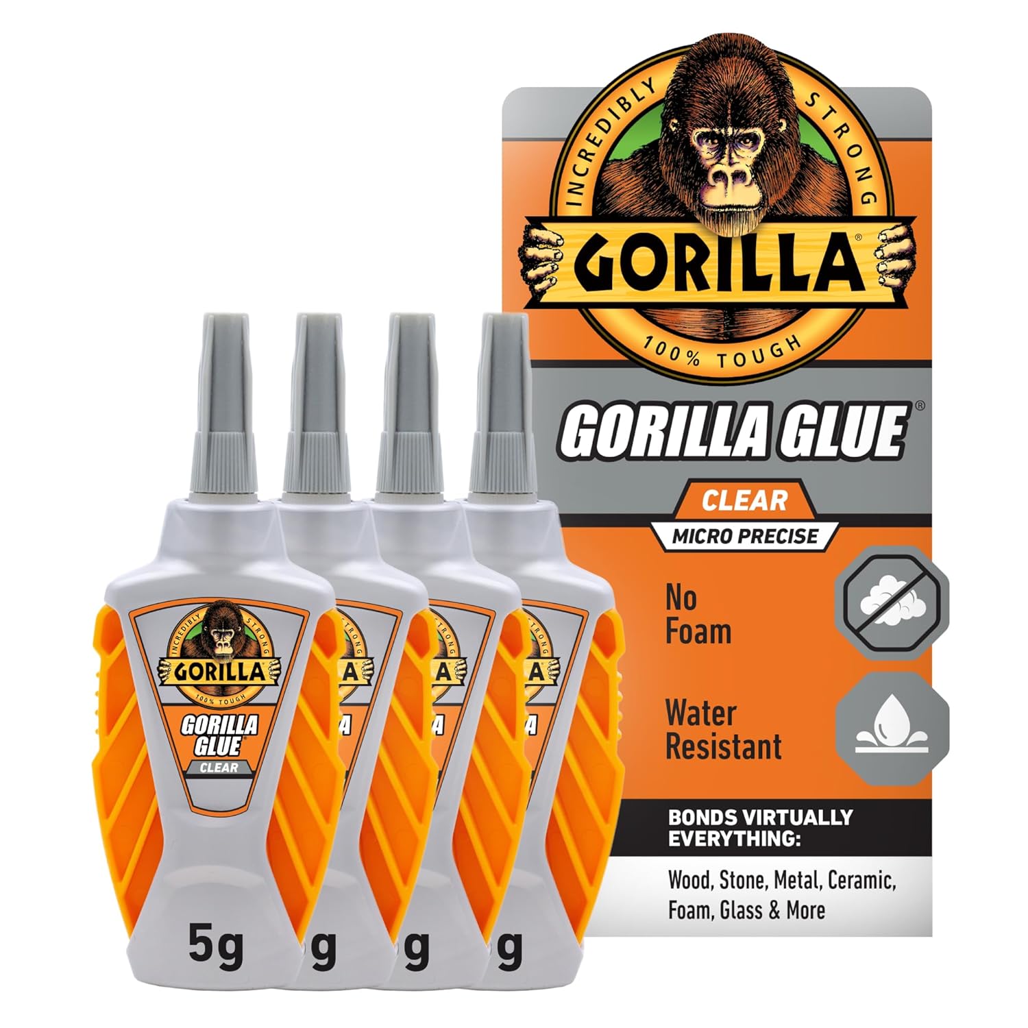 Gorilla Glue Clear Micro Precise, 5 Gram, Clear (Pack of 4)