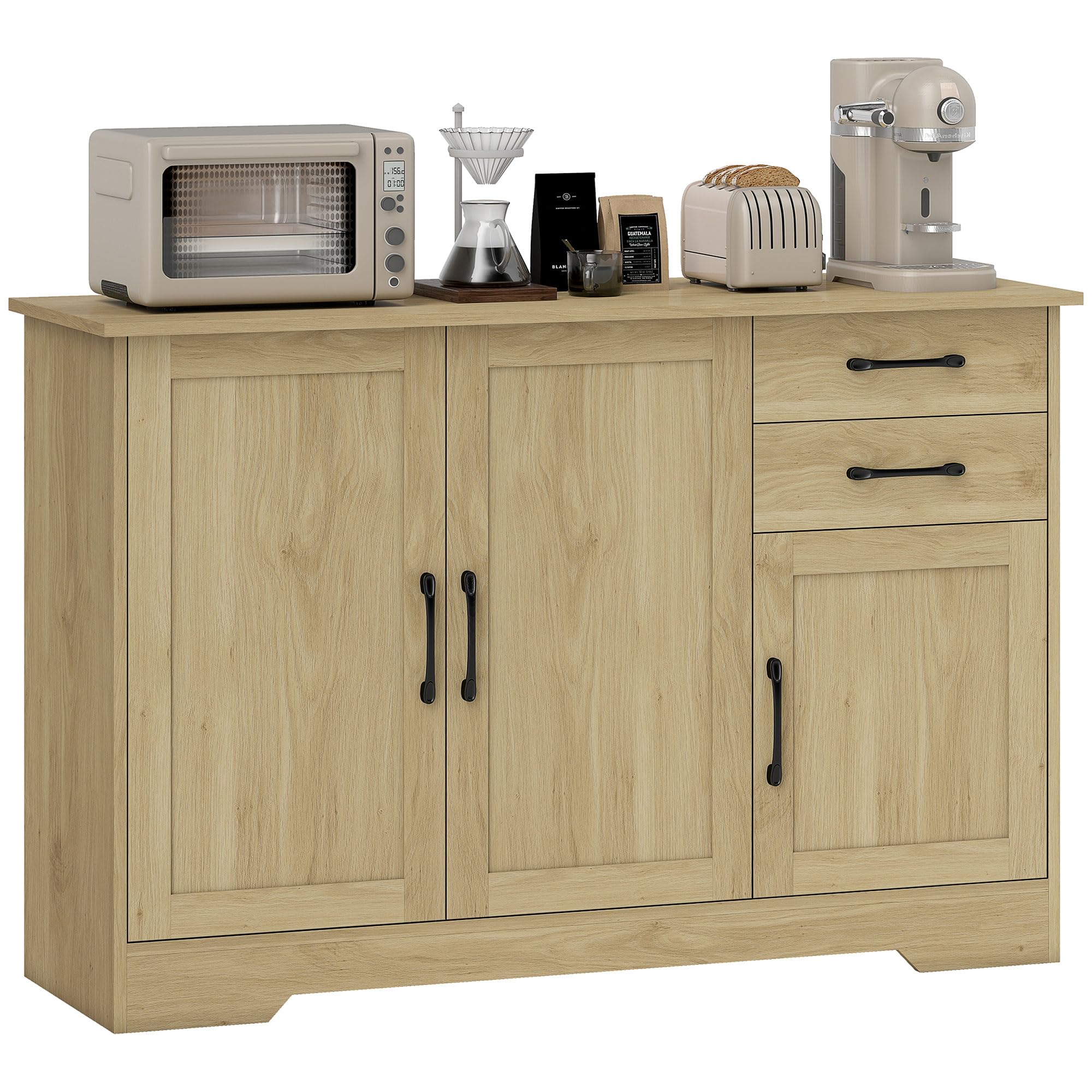 Rackhams Sideboard With Soft-Close Doors, Modern Storage Cabinet Natural - Natural Wood Finish - Sideboard - Natural Wood