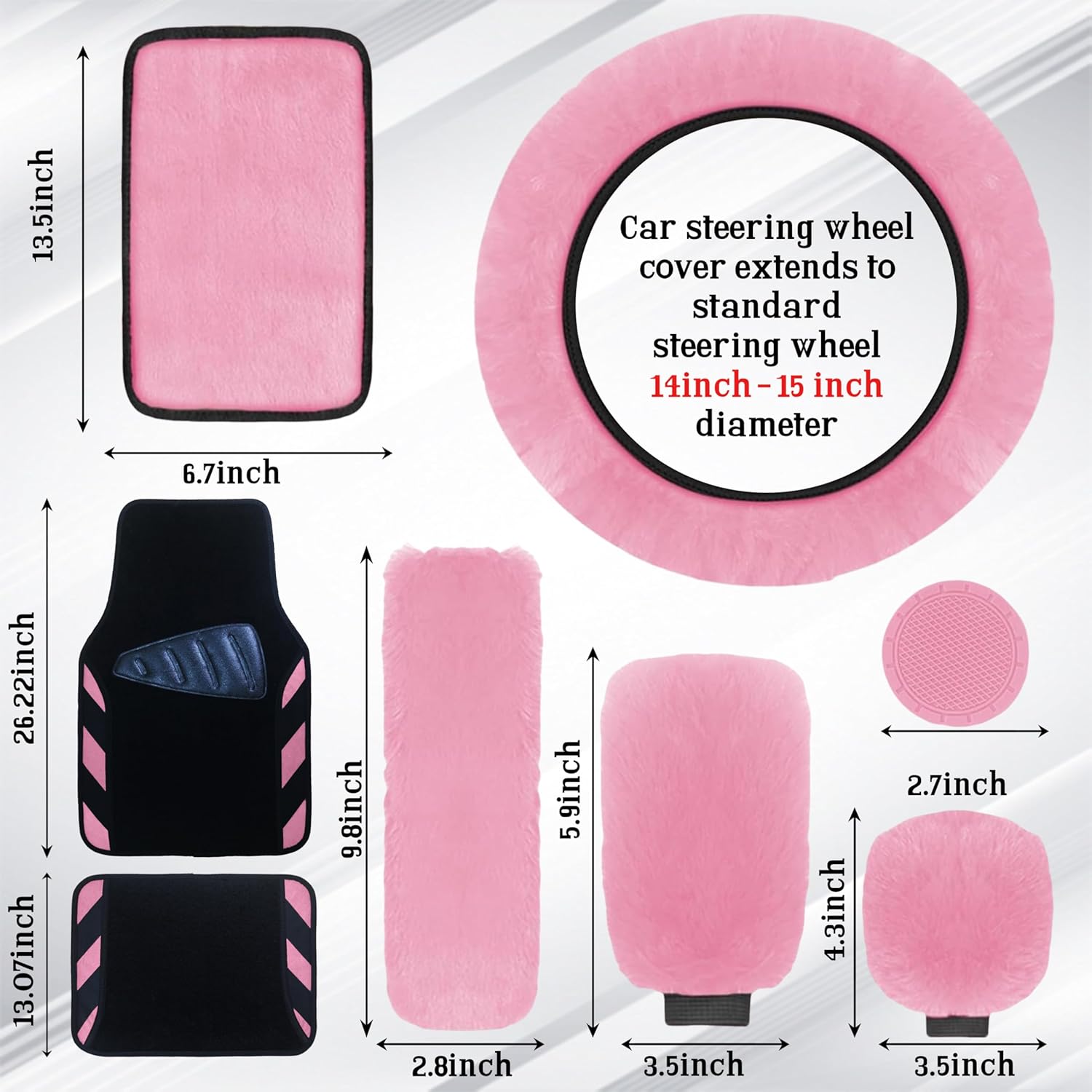 Car Seat Cover Full Set,Universal Breathable Car Seat Cove,Waterproof Floor Mats,Fit Sedans,Cars,Vans,SUV,Truck (Pink)
