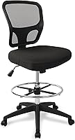 Hylone Armless Tall Drafting Chair - Adjustable Height Ergonomic High Back Office Stool w/ Footrest, Wheels & Mesh Back