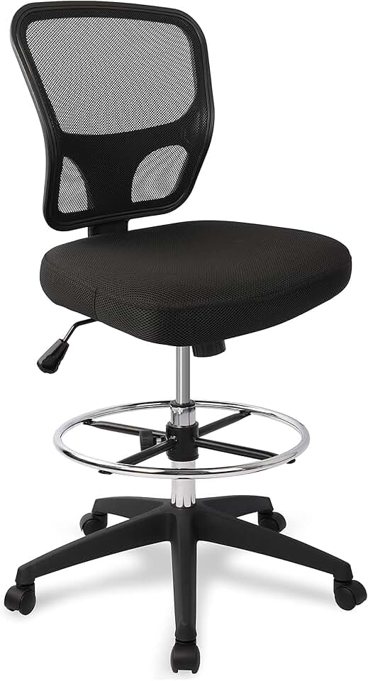 Armless Drafting Chair Tall Office Chair Adjustable Height High Back Ergonomic...