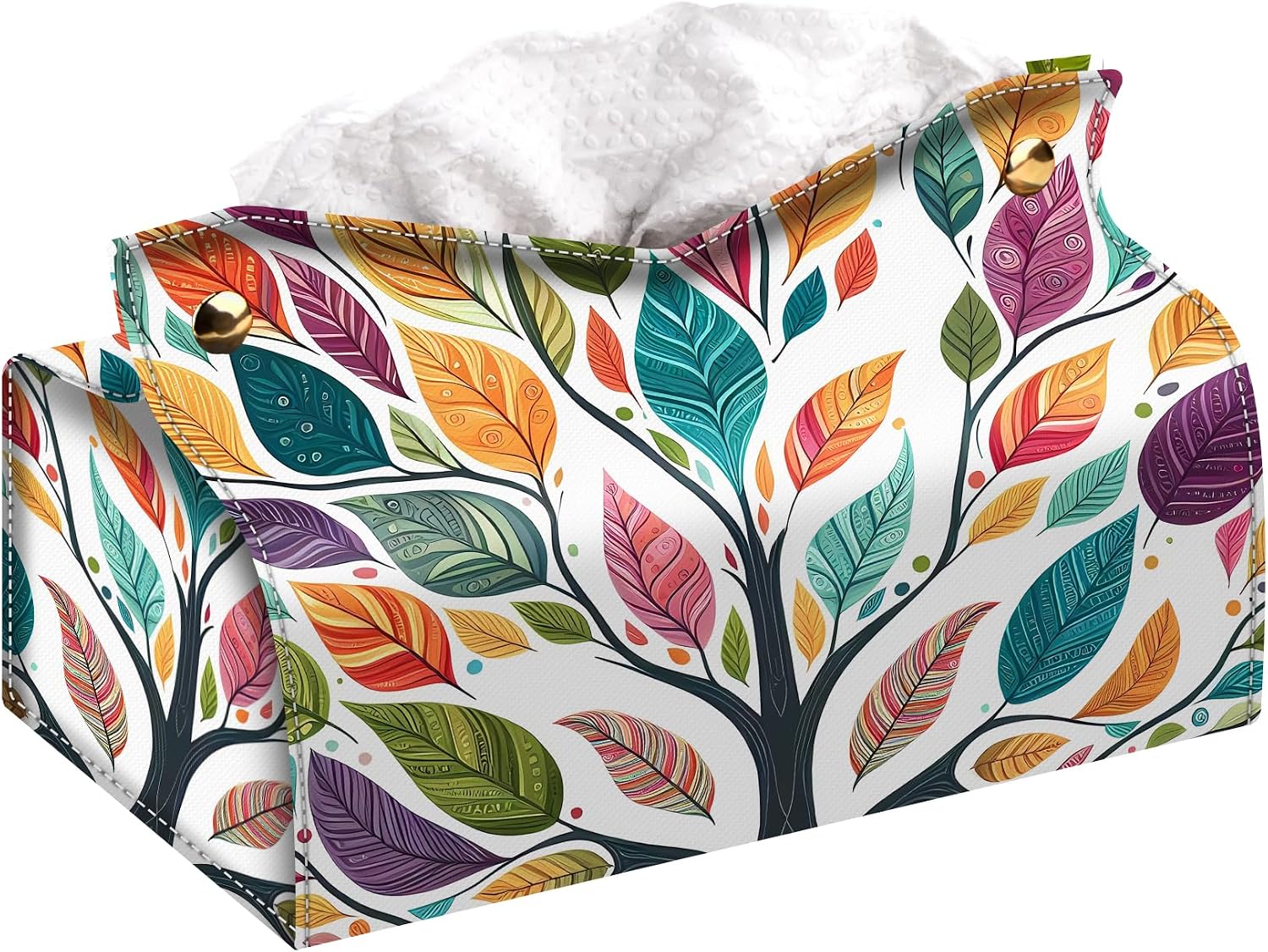 Rectangular Tissue Box Cover, Leather Tissue Box Holder, Facial Paper Organizer Dispenser, Modern Home Decoration for Bathroom, Home, Car, Nightstand, Office Desk