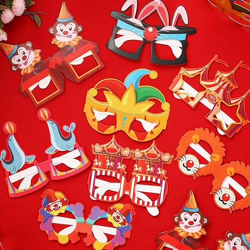 Miniatura 4 de Serencatcher 16 anteojos de papel de circo, divertidos lentes de fiesta de carnaval para niños y adultos, anteojos de carnaval, accesorios para