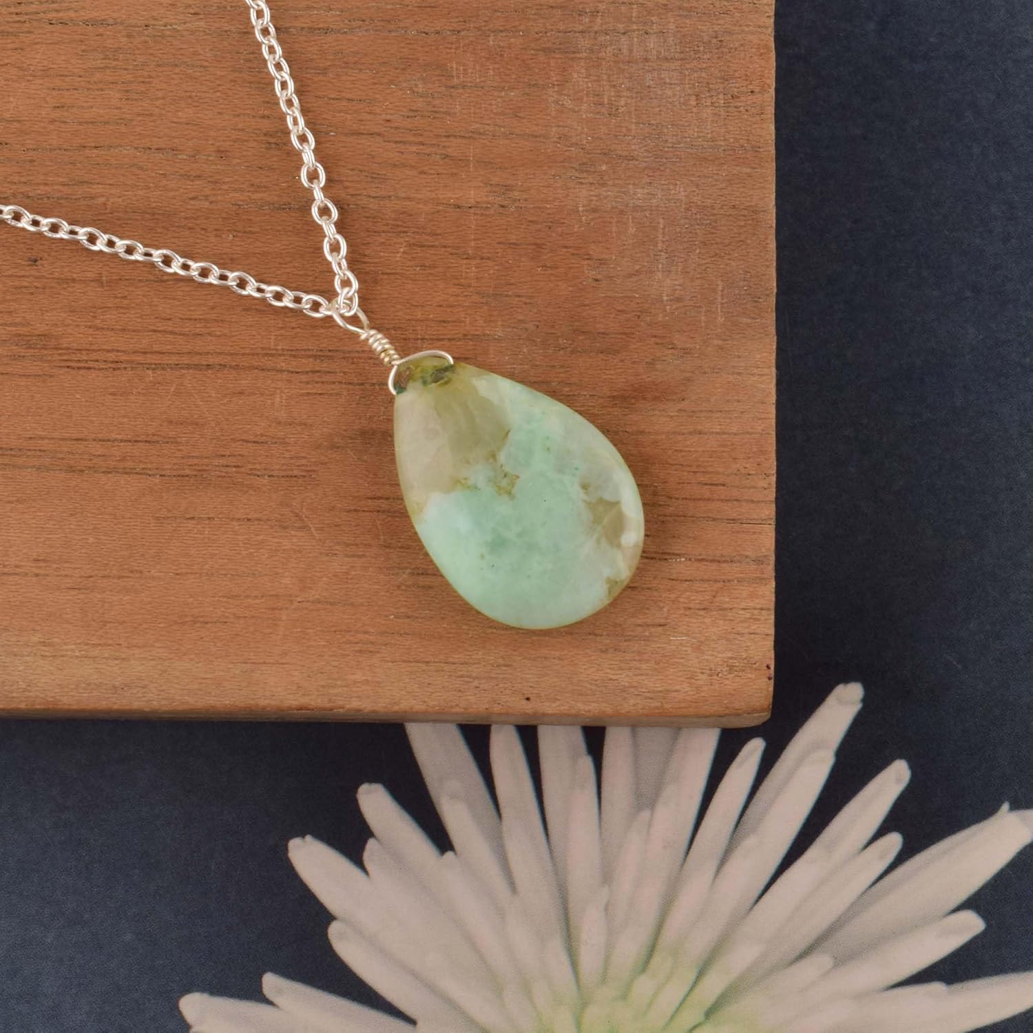 Natural Azurite Crystals Pendant Necklace, Pear Cabochon Gemstone, Energy Healing Crystals, Birthday, Gift for Her, Gemstone Jewelry 18 inch AAA+ Quality (azurite) - Image 3