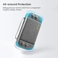Vista 5 de tomtoc Funda de transporte para Nintendo SwitchOLED funda de viaje grande con bolsillo para controlador Pro agarre Joy-con o adaptador de CA funda