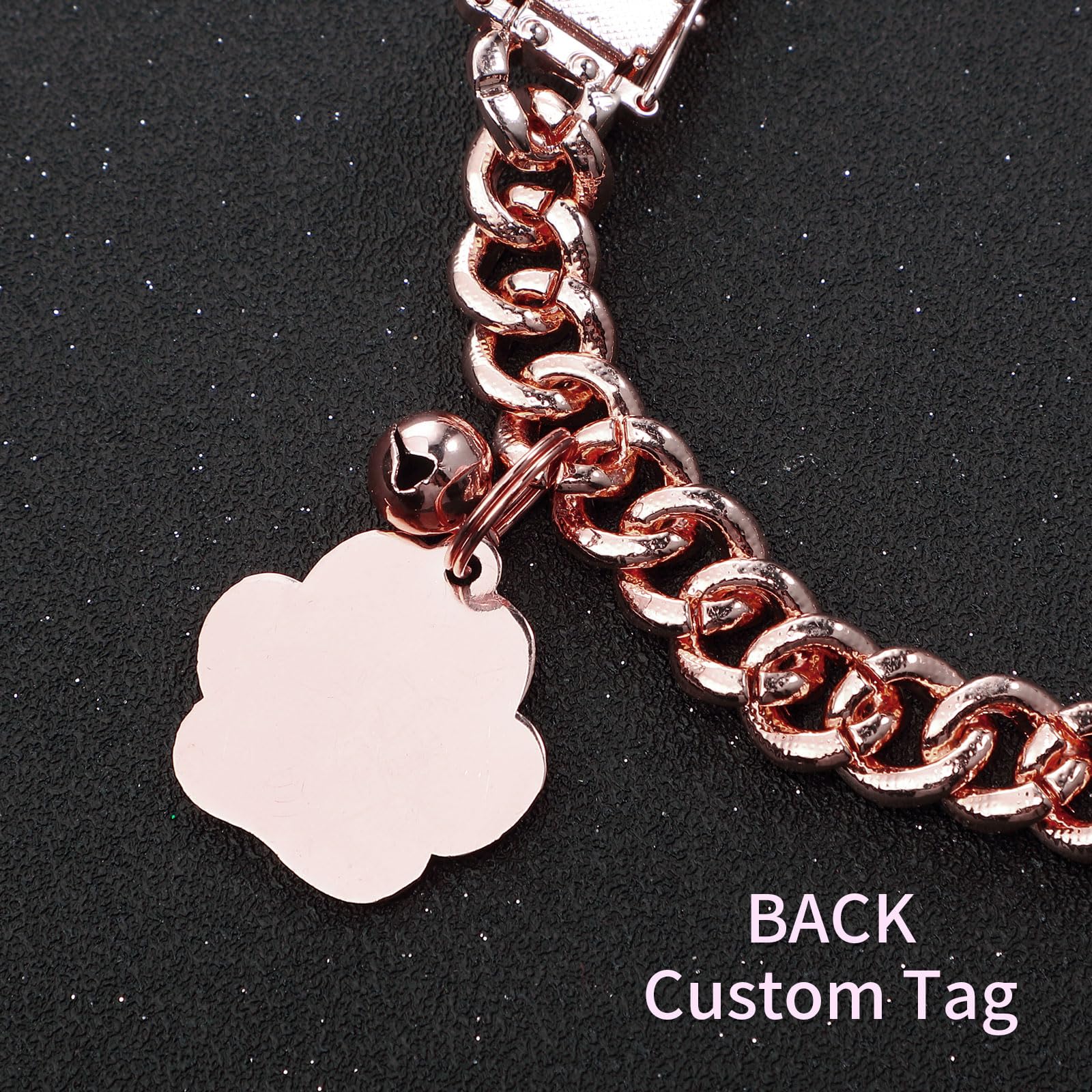Hillban Katzenhalsband, Diamantkette, Glitzer-Halsband, Metall mit sicherer Schnalle, Katzen-Haustier-Halskette mit Pfoten-Anhänger und ID-Tag, Glöckchenglied, kubanisches Schmuckzubehör, Geschenk