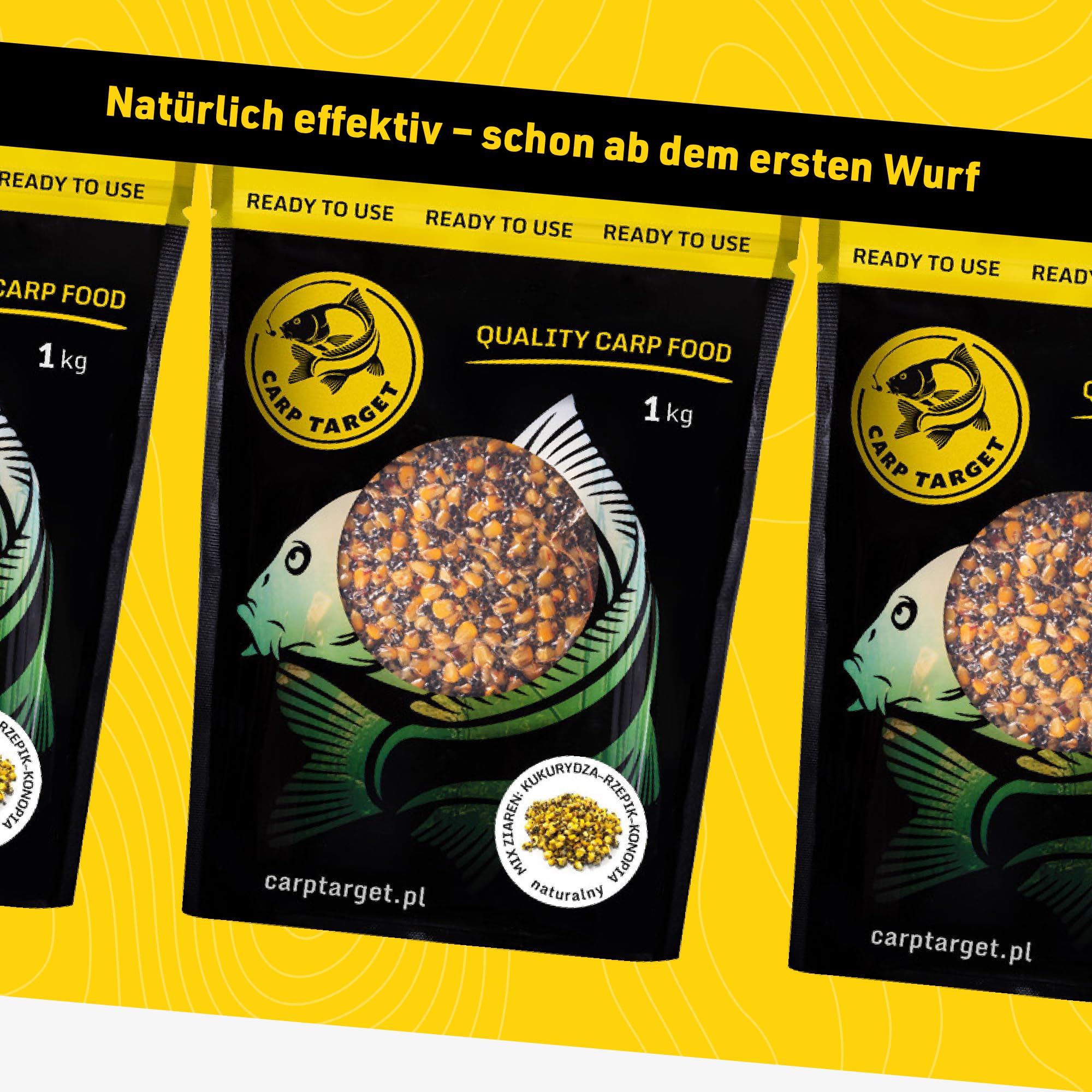 Mix ziaren kukurydza konopia rzepik 1 kg - Gotowa przynęta na karpia, amura, leszcza, lina, płocie - Duże ziarna wędkarskie ugotowane w punkt - zapakowane próżniowo - nie przekarmia ryb