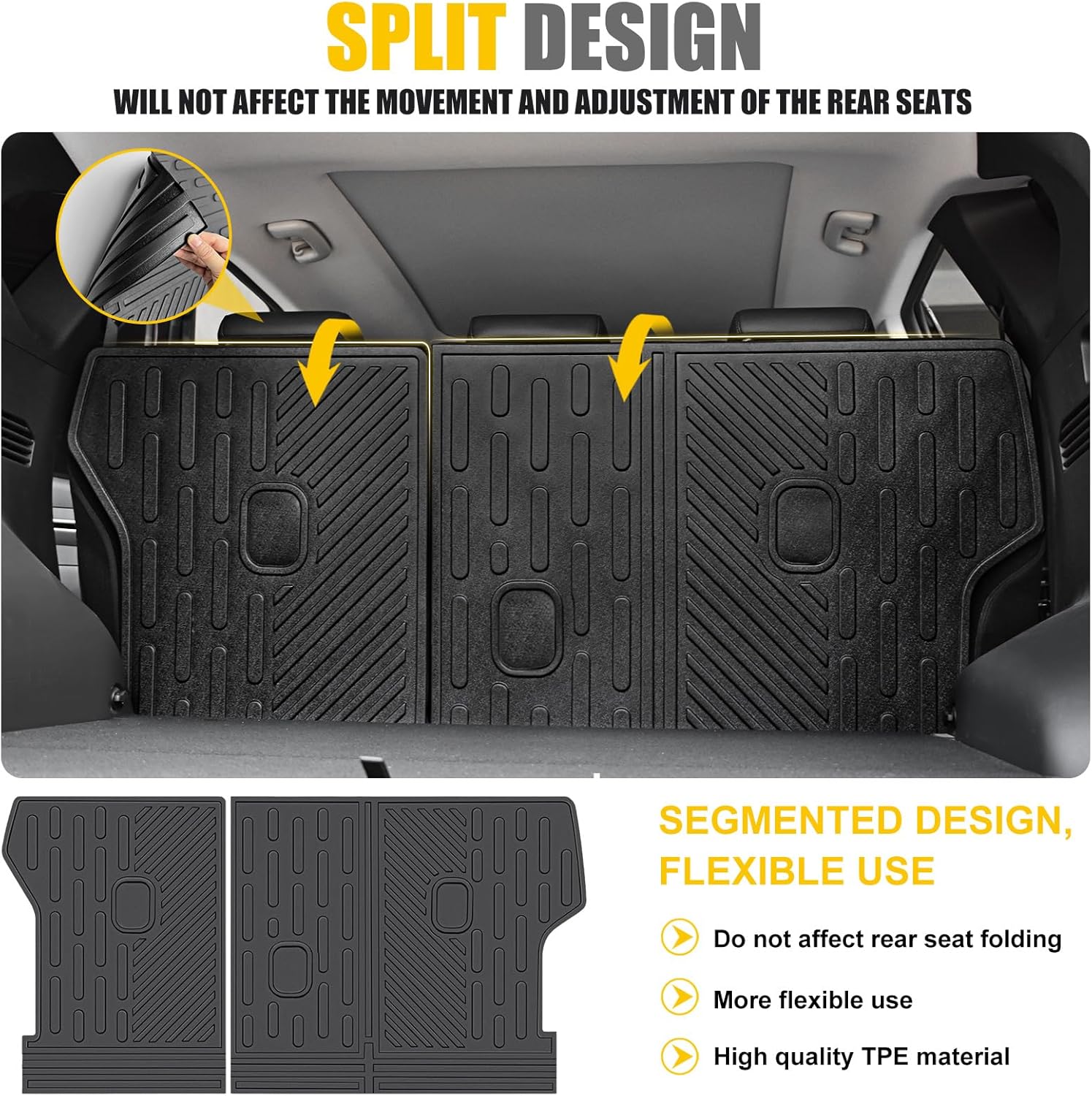 Trunk Mat & Backrest Mat for 2022-2025 Hyundai Tucson All Weather Cargo Mat Rear Back Seat Trunk Liner Only Fit with Optional Bose Premium Audio System (Not fit PHEV or N Line)