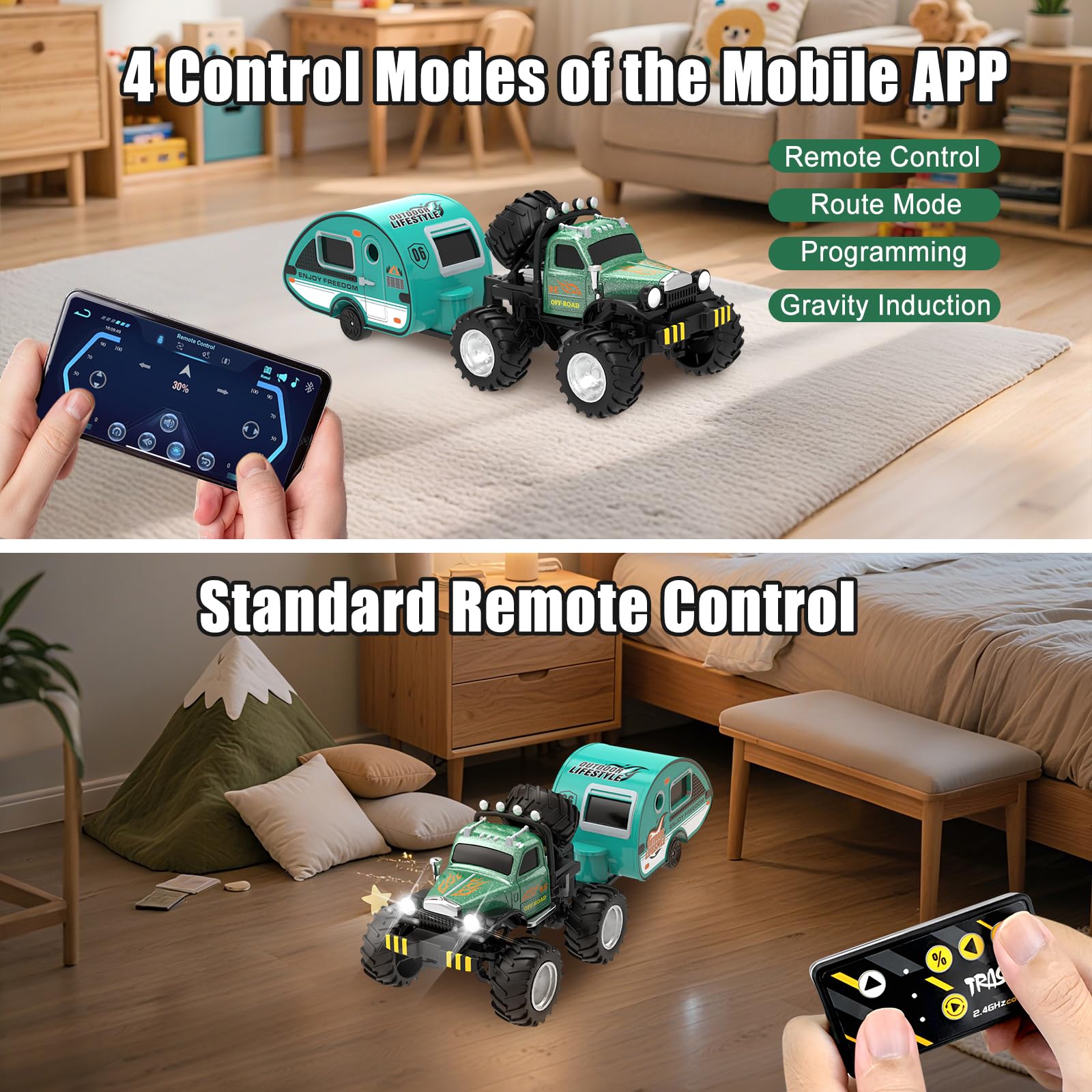 PAISHENKEJI Remote Control Car RC Car: Mini Rechargeable Alloy Shell RC Truck Mobile App Toy Cars - Image 3