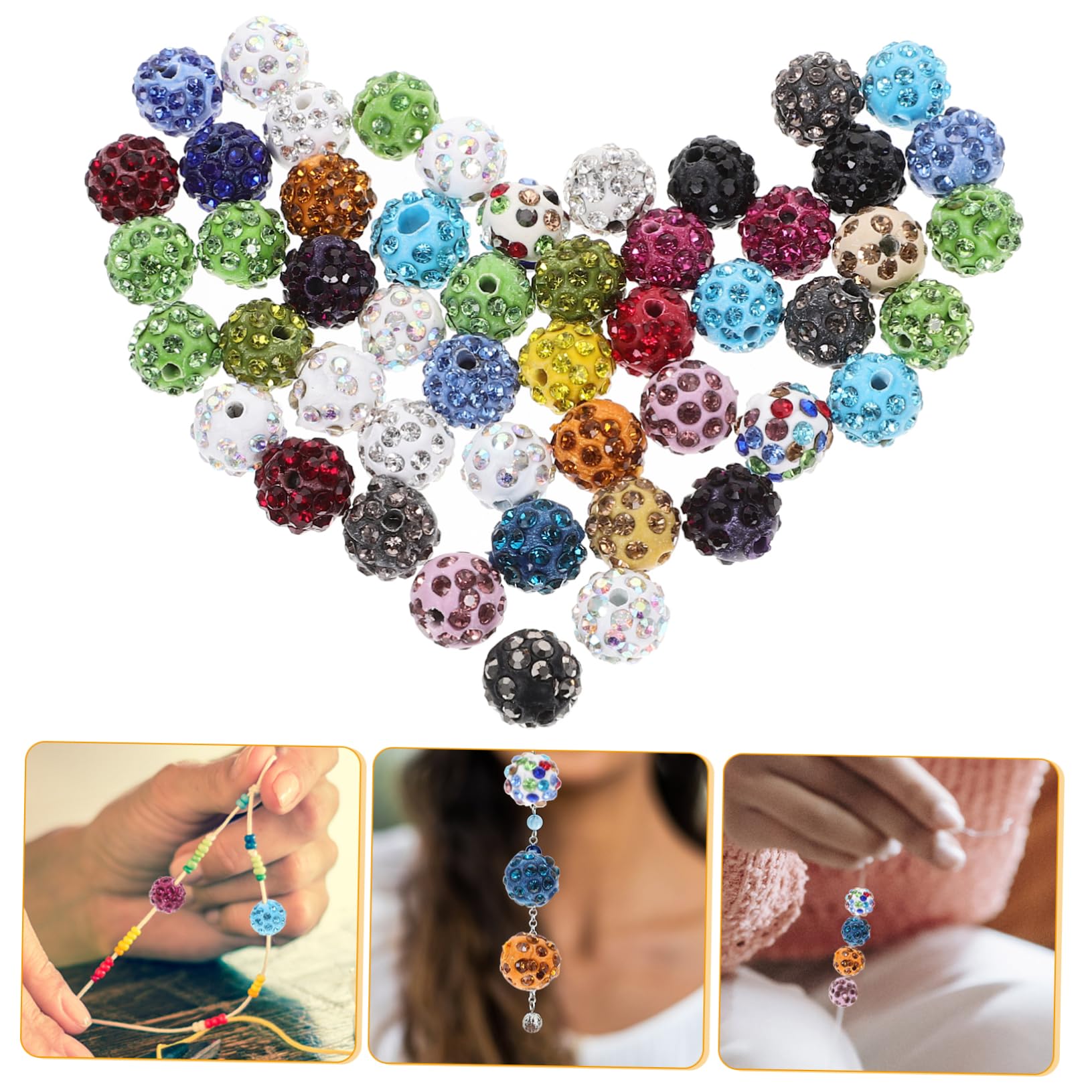 HOMSFOU 5 Set Perline Strass Decorative Per Creazioni Fai Da Te Da Pz Perline Rotonde Polimerica Per Bracciali E Collane Distanziatori Per Bigiotteria Materiale Resistente E 50 Pezzi * 5