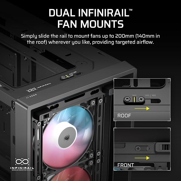 CORSAIR FRAME 4000D LCD RS ARGB Modular Mid-Tower ATX PC Case – XENEON EDGE LCD Touchscreen, InfiniRail Fan Mounting System, 4x RS120 ARGB PWM Fans, Reverse Motherboard Support – Black - 5