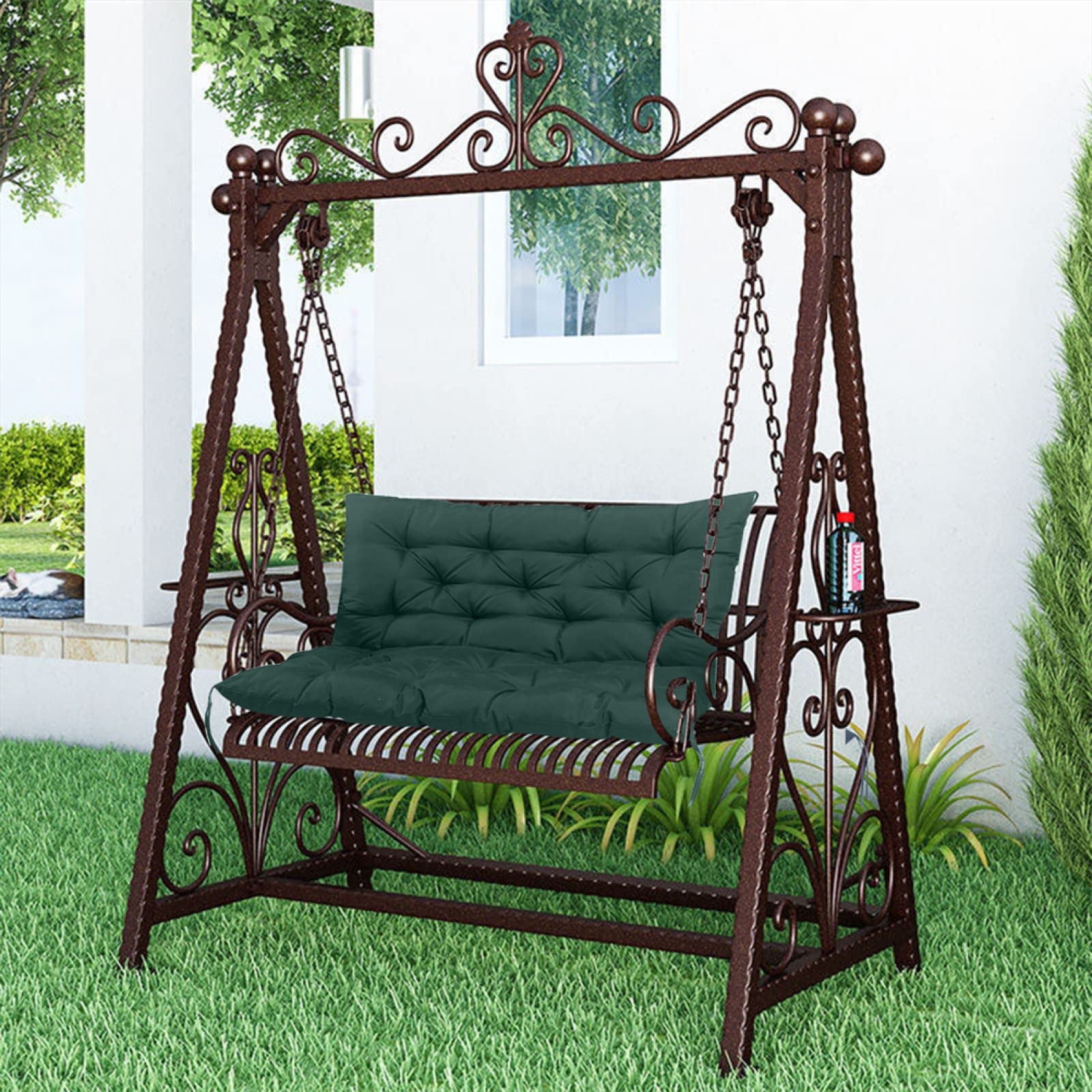 Cuscino di ricambio per panca da esterno, 101,6 x 119,4 cm, 2 o 3 posti, cuscino per dondolo da giardino e schienale, accessorio in morbida pelliccia per patio