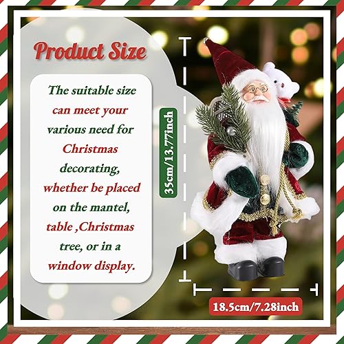Miniatura 4 de Figura de Papá Noel, Papá Noel de Navidad de pie de 14 pulgadas con oso y saco para Navidad, decoración del hogar, regalo de Navidad, fiesta, mesa,