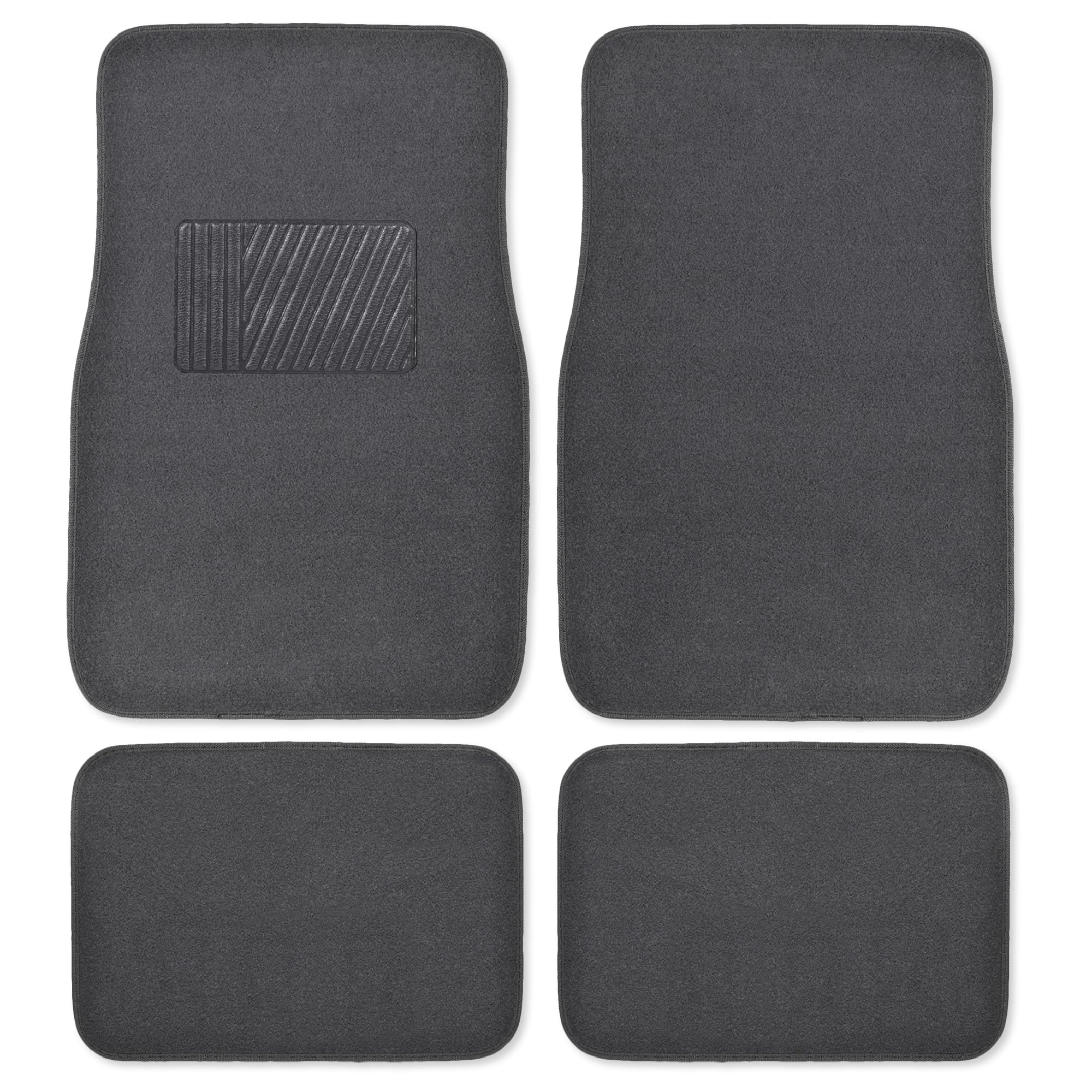 BDK Classic Carpet Floor Mats for Car & Auto - Universal Fit -Front & Rear with Heelpad (Charcoal) - MT100CC