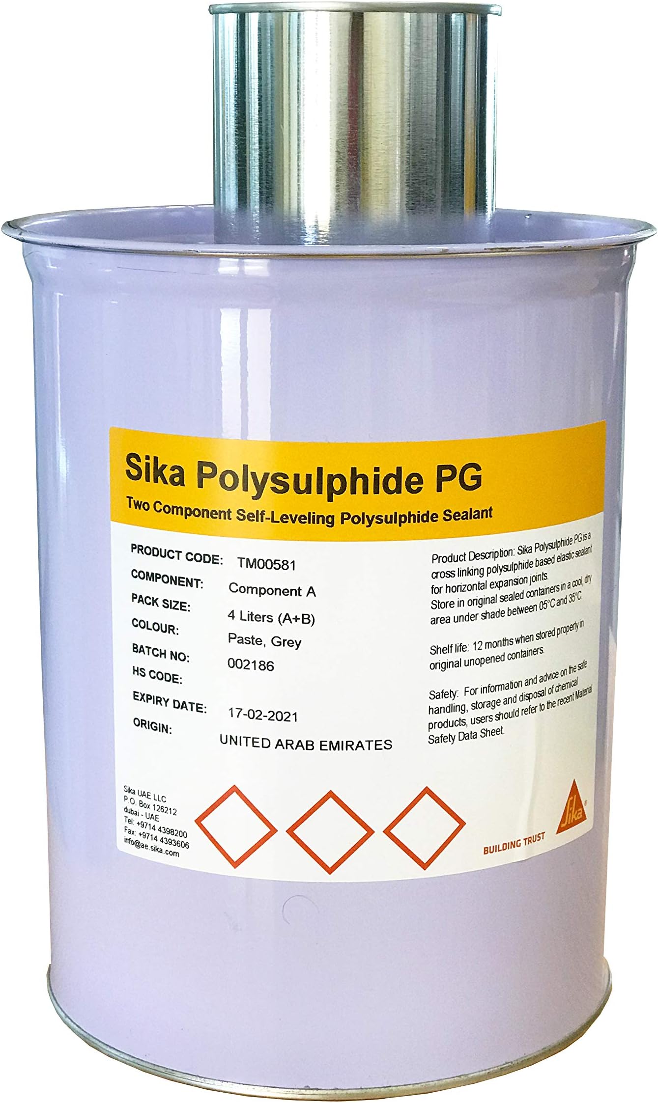 SIKA - Self-Levelling Sealant For Horizontal Expansion Joints - Sika Polysulphide PG - Grey - Elastic - 4L