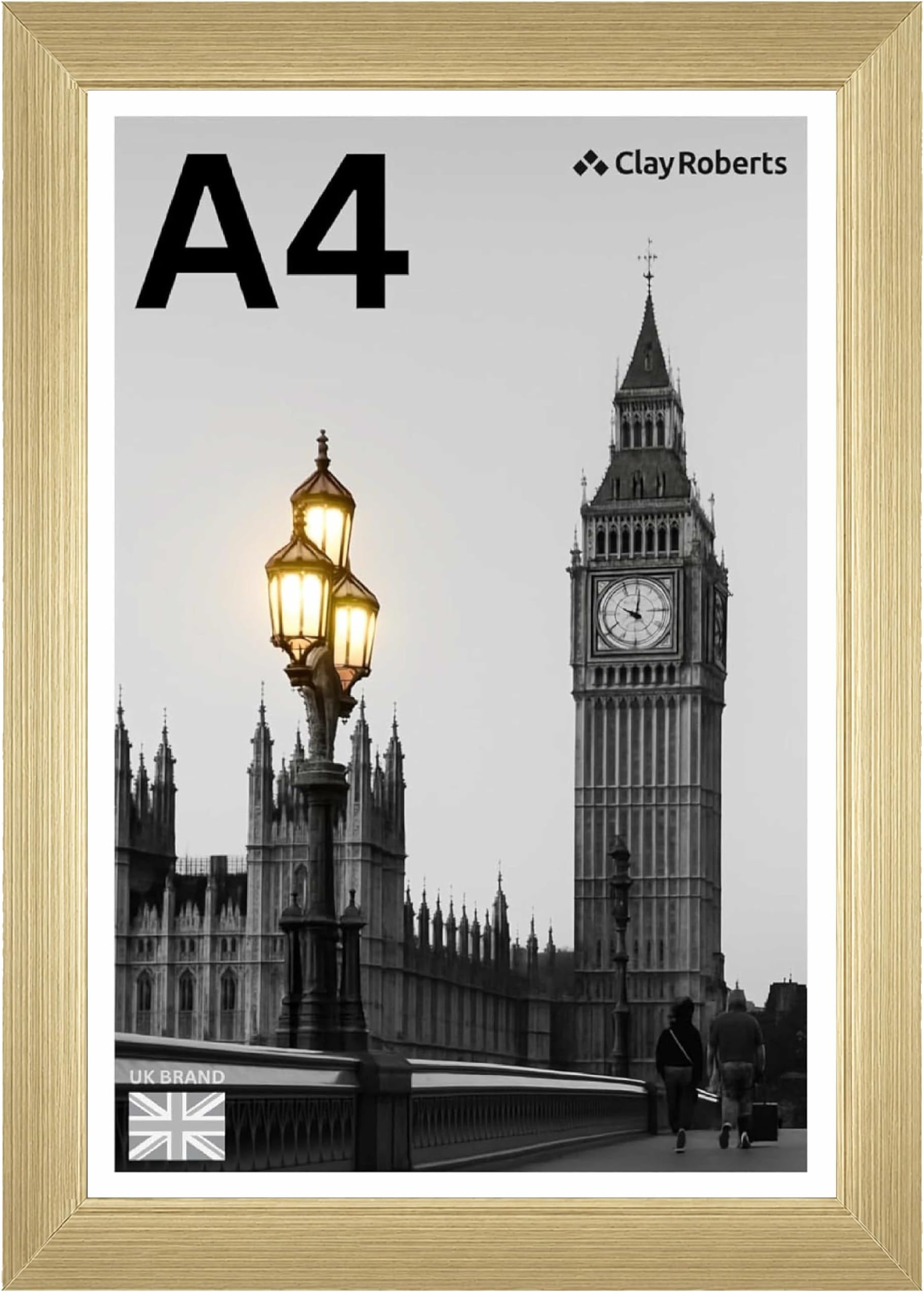 A4 Gold Photo Frame – Modern A4 Frame for Certificates, Pictures & Prints, Wall Hanging (Portrait or Landscape), Document & Poster Frame UK