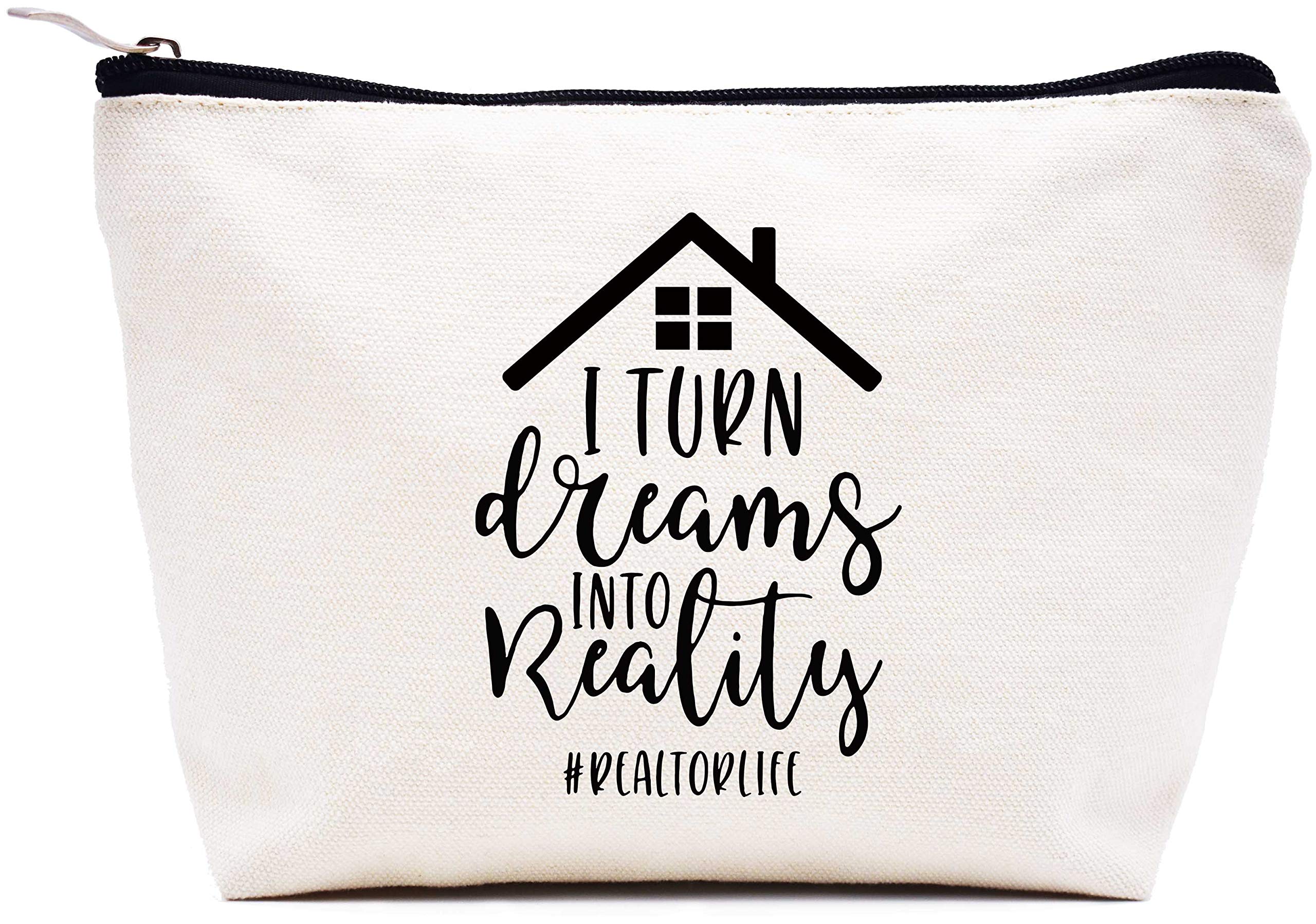 LIBIHUARealtor Gift,Real Estate Agent Present,Closing Present for Realtor-Valentines,Birthday,Christmas Gifts for Women,Broker-Makeup Bag Cosmetic Bag Travel Pouch-I Turn Dreams into Reality