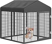 Vista 5 de Perrera para Perros de Exterior de Acero Valla Ideal para Perros Pequeños Jaula con Revestimiento Antioxidante con Techo Resistente a Todo Clima