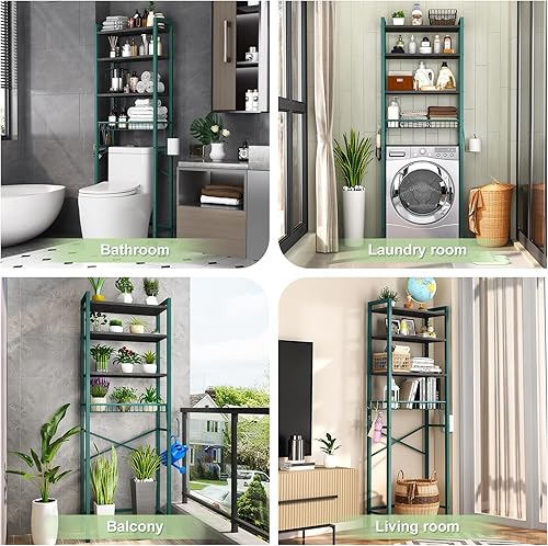 Miniatura 37 de Estante de almacenamiento sobre el inodoro, estante organizador de baño de 4 niveles sobre el inodoro con estante y canasta ajustables, estantes