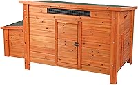 TRIXIE Chicken Coop for 2 Chickens - Weatherproof Wooden Hen House with Ramp, Hinged Roof, Nesting Box 59x30.75x32.25"