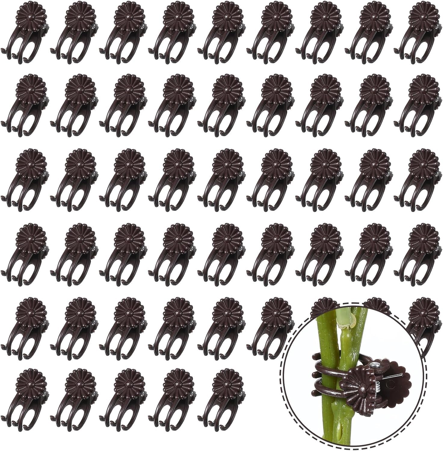 40 Pcs Orchid Clips - Plant Clips - Plastic Plant Support Clips for Climbing Vines - Easy Fixing for Orchid and Indoor Plants - Coffee Color