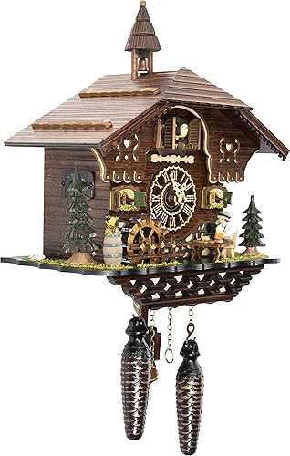Miniatura 6 de Reloj de cuco alemán Cuckoo-Palace - The Brotzeit House - con movimiento de cuarzo - 10.3 pulgadas de alto - Reloj de la Selva Negra
