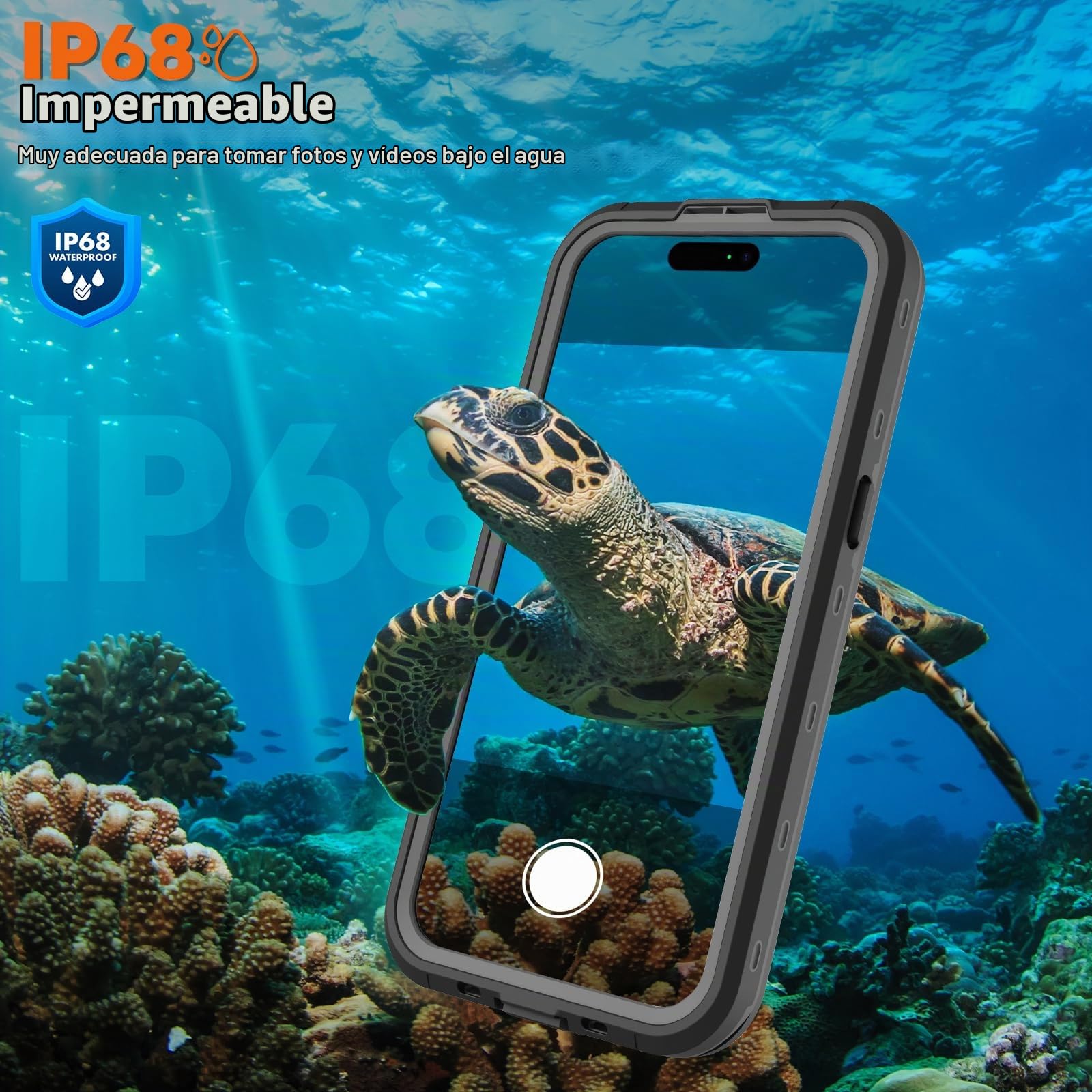 BDIG Funda iPhone 15 Pro MAX Impermeable, Protección de 360 ​​Grados Protector de Pantalla Completa, IP68 Funda a Prueba de Golpes Compatible con iPhone 15 Pro MAX 6.7 Pulgada, Negro