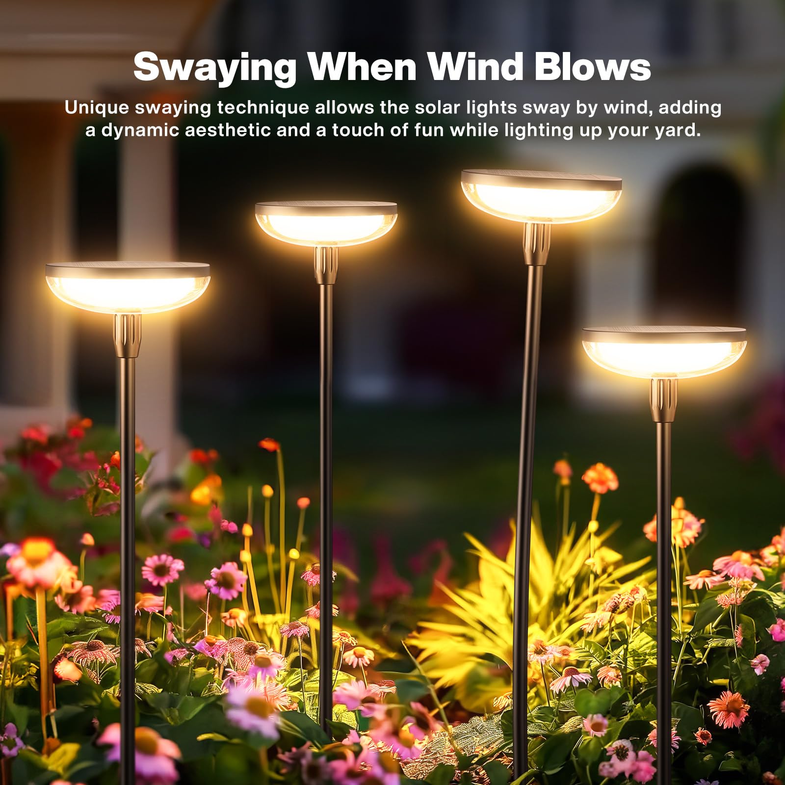 GEARLITE Lámparas solares para exterior jardín 6 unidades, luz blanca cálida, luces solares para exteriores con batería de 1000 mAh, 40 lúmenes, decoración de jardín extra brillante con IP65