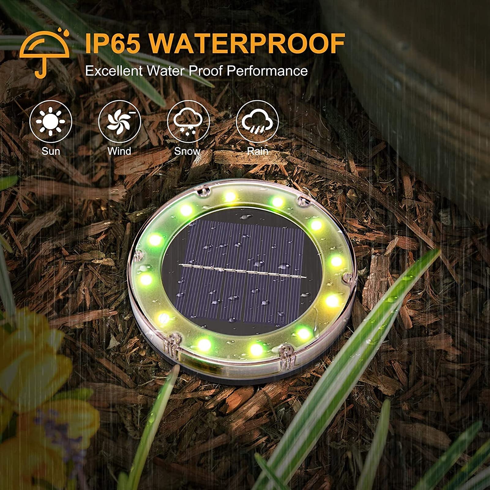 Extérieur 4PCS Solaire Alimenté Disque Lumières 12 LED Solaire Allée Lumières Extérieur Étanche Jardin Paysage Éclairage pour Yard Deck pour Cour, Pelouse