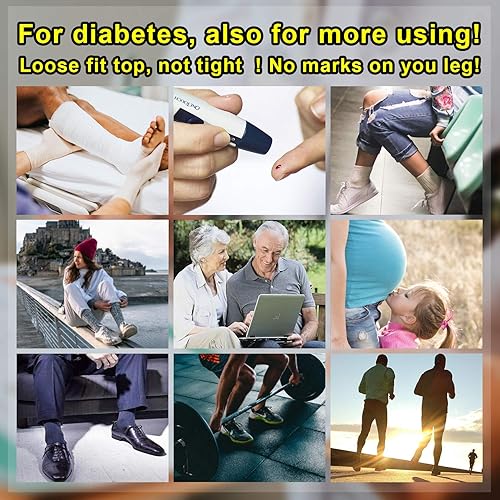 Miniatura 5 de Busy Socks Paquete de 4 calcetines para diabéticos no vinculantes para hombres y mujeres, calcetines gruesos de algodón con parte superior suelta