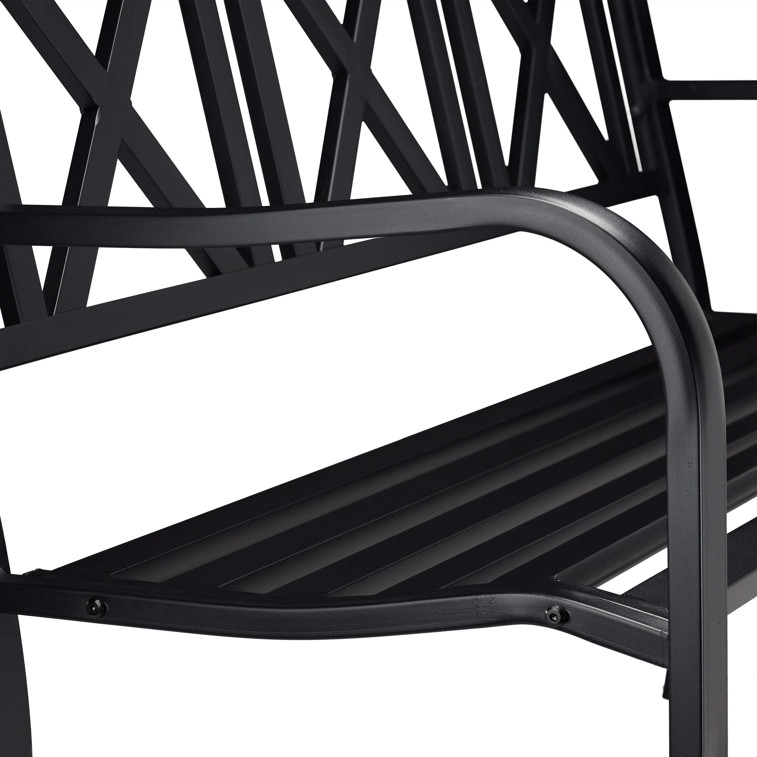 relaxdays Panca da Giardino in Metallo, 2 Posti, Resistente, Panchina da Balcone HxLxP 81 x 127 x 56 cm, Nero