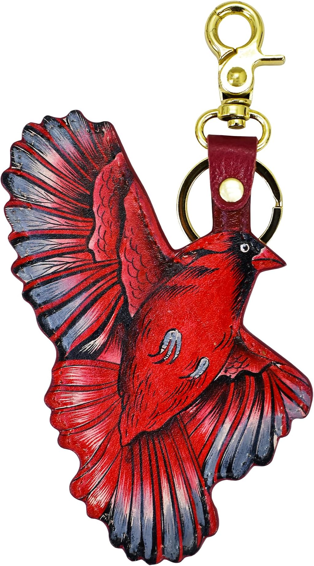 Handpainted Leather Keyring/Charm Luscious Lilies Denim