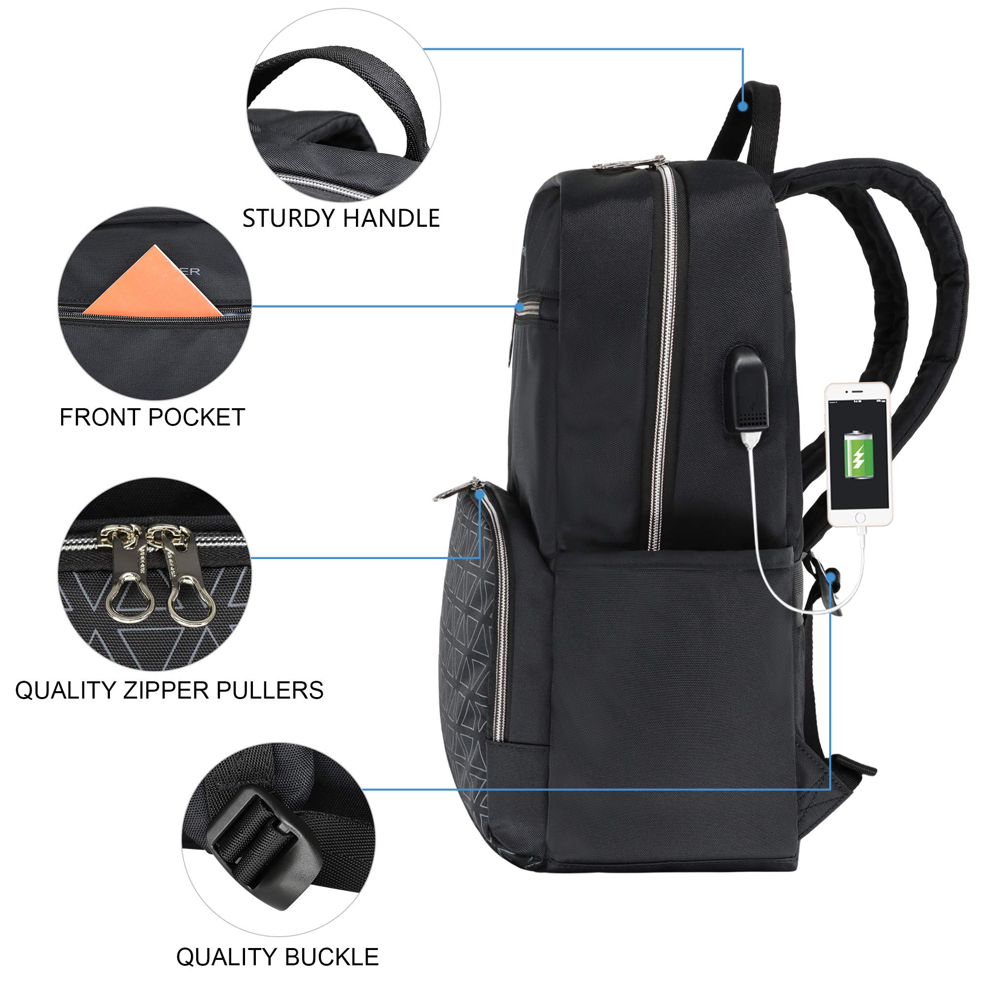 KROSER Travel Laptop Backpacks 15.6 Inch Laptop Rucksack with USB Charging Port, Anti theft