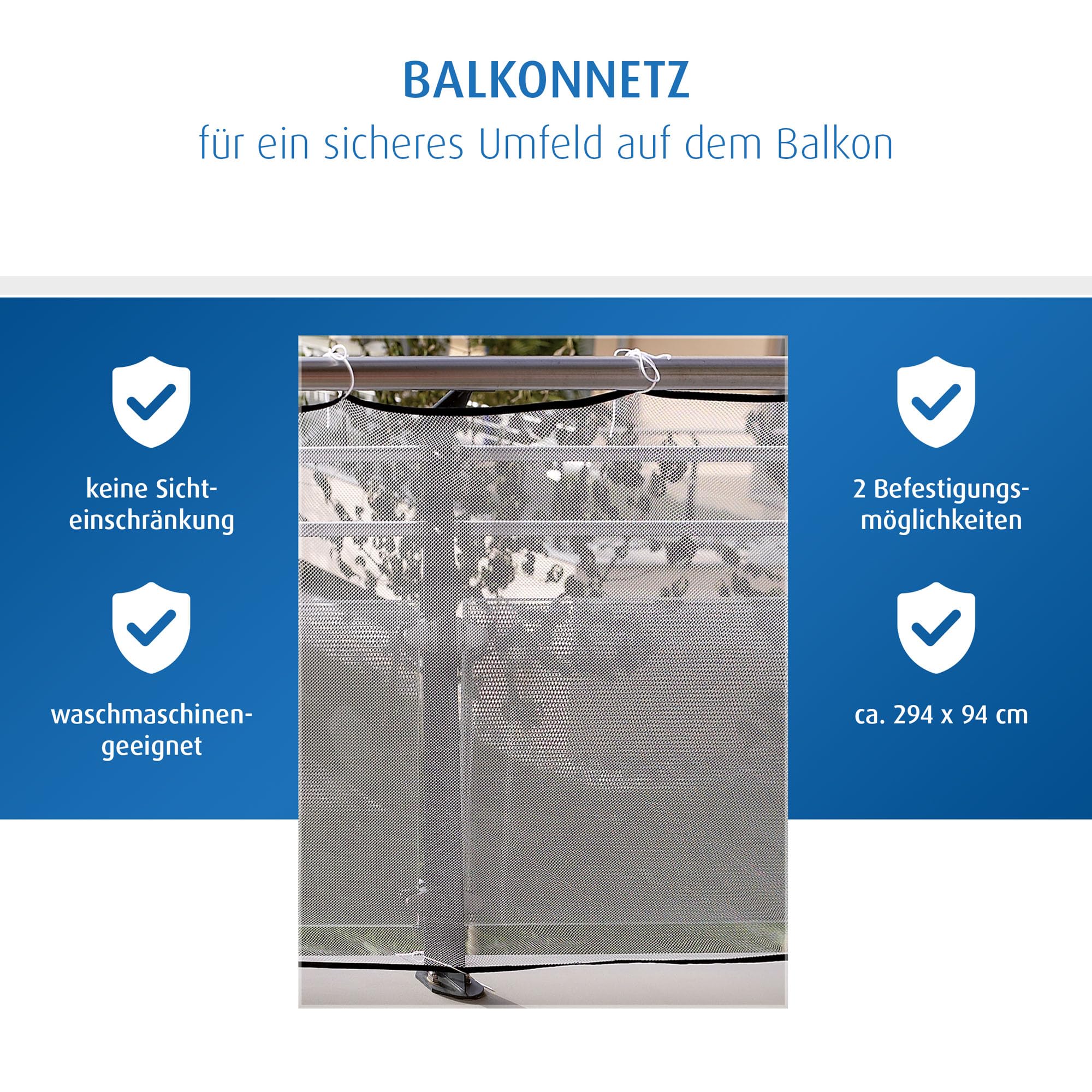reer Balkon-Netz, Schutz-Netz für den Außen-Bereich, 294 x 94 cm