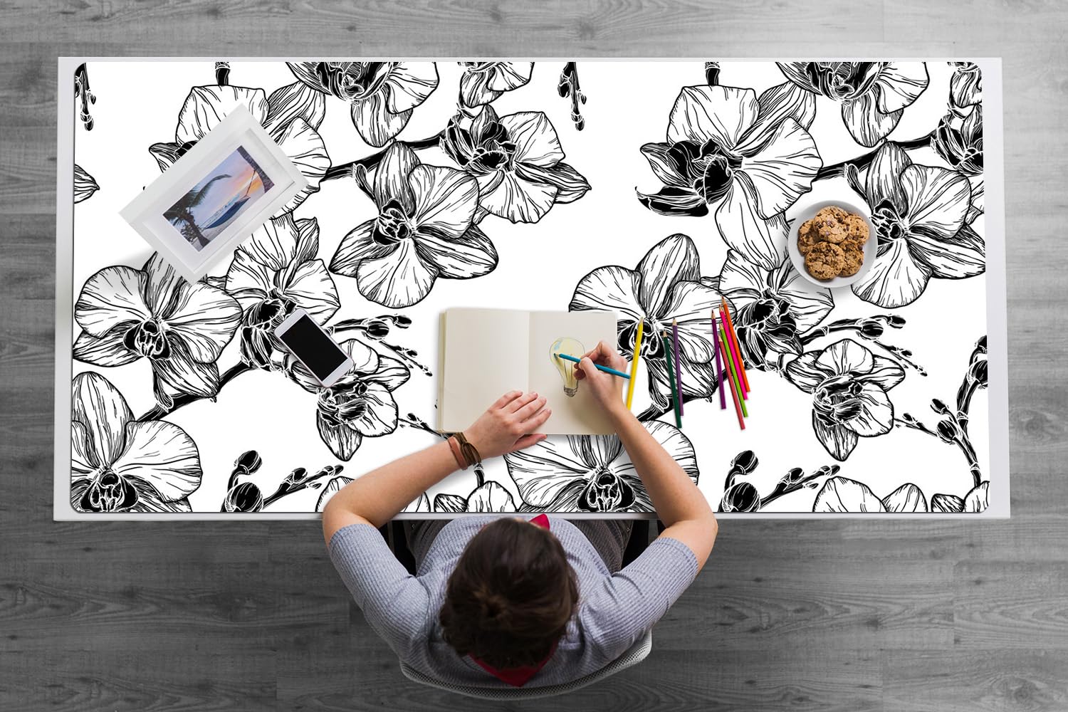 Sottomano da Scrivania 120x60 cm Facile da Pulire Antiscivolo Superficie Protettiva Protezione e Decorazione in Vinile PVC per Ufficio e Casa Impermeabile - Schizzo nero
