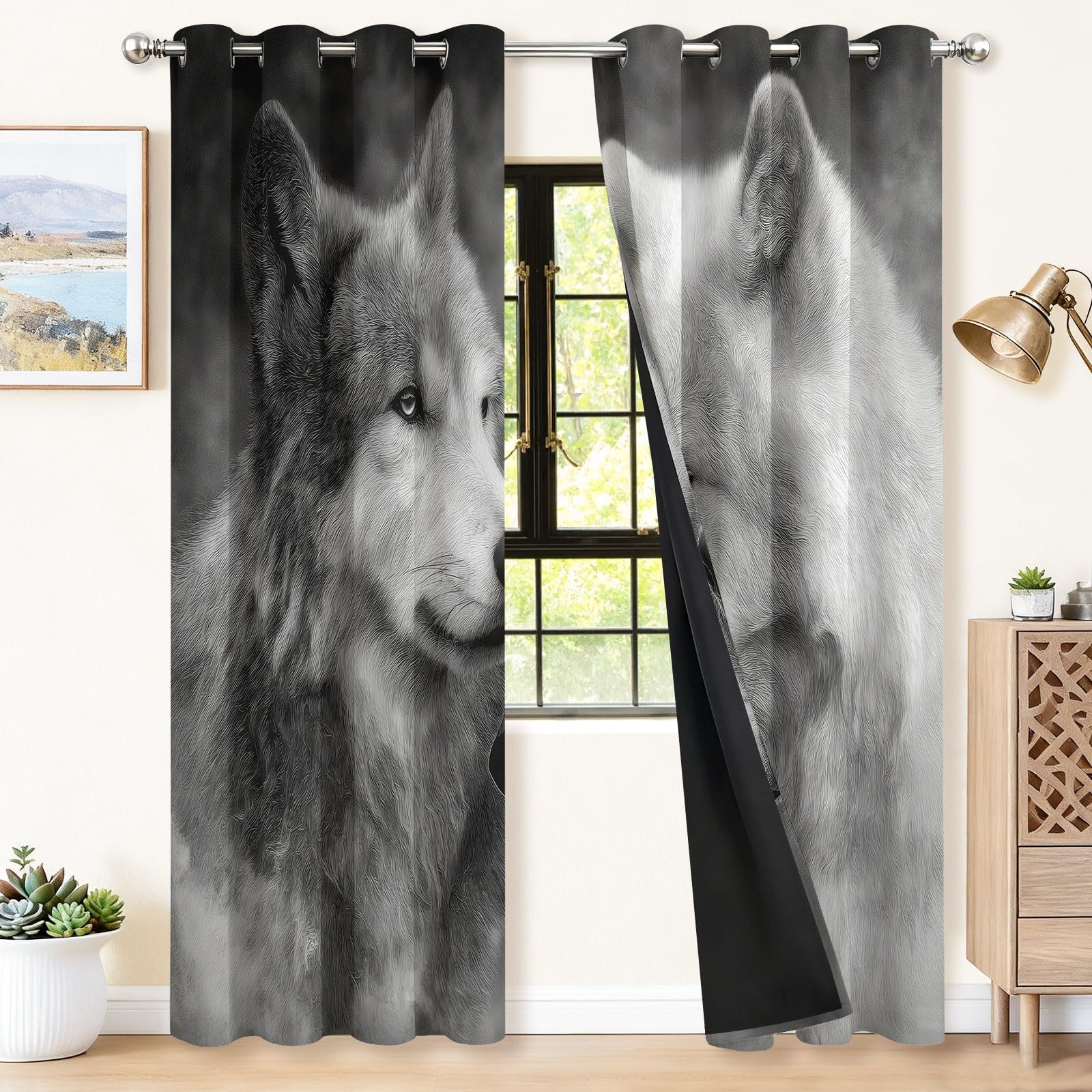 Rideaux anti froid occultants loup brume pour isoler une chambre