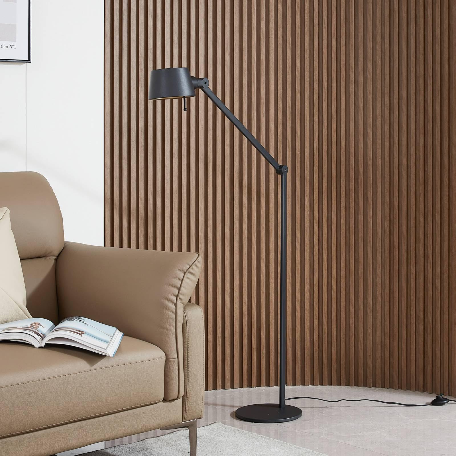 FIRENZE Stehlampe Fürs Wohnzimmer - Satinierter Nickel - E27 Fassung - Höhe 162 Cm - Inkl. Fußschalter